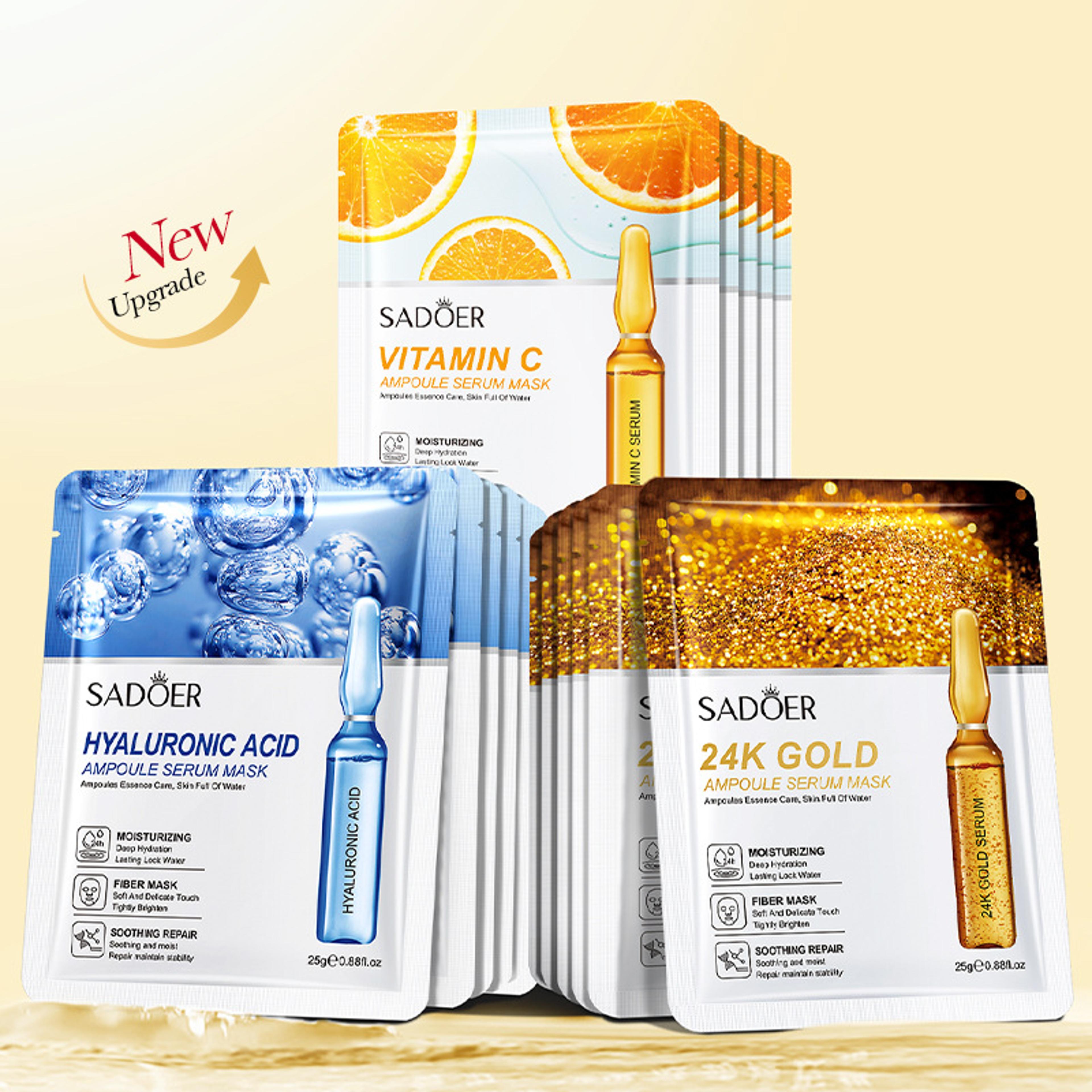 gold essence face masks, hydrating & brightening facial skincare sheet mask for delicate skin rejuvenation