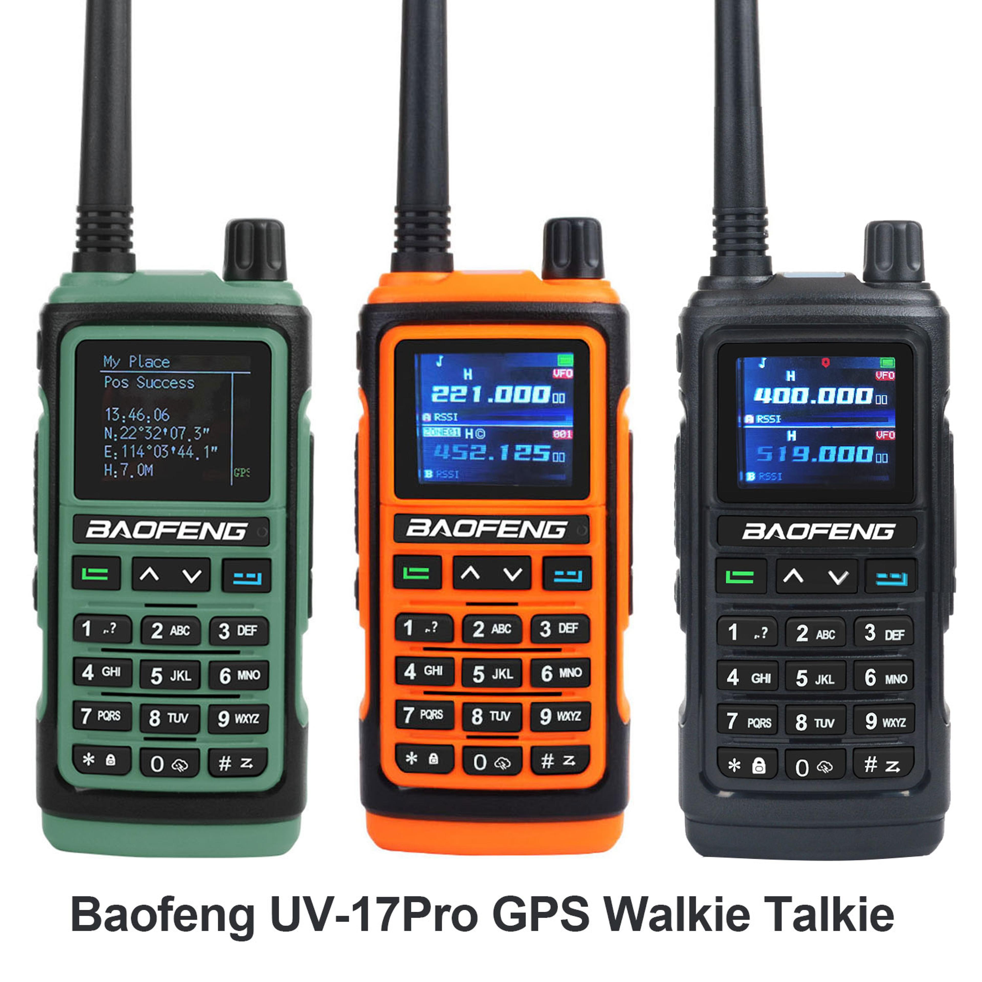 gps walkie talkie five-band receive, tri-band transmit fm air band two way radio for survival, travel, aviation, outdoor