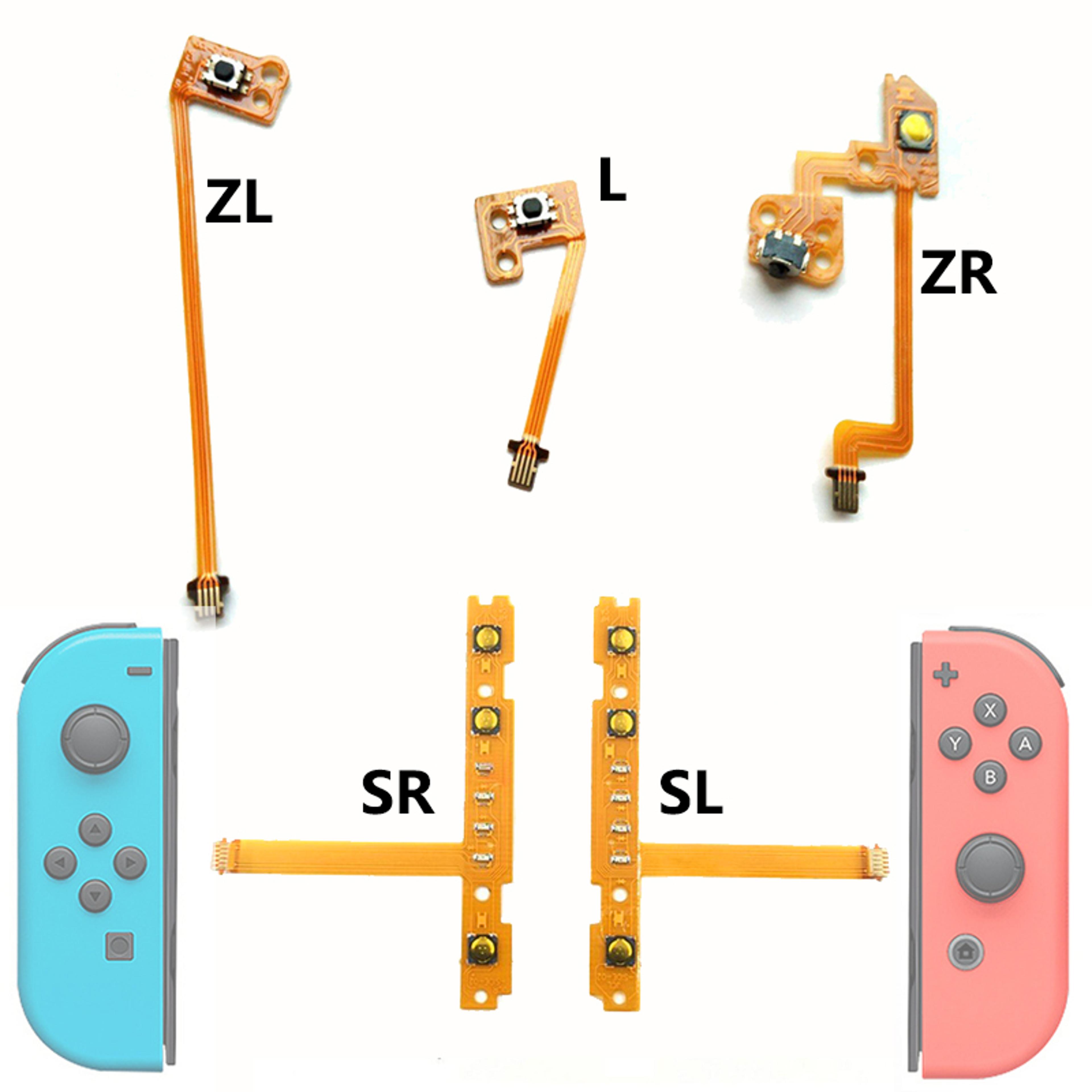 button ribbon flex cable for nintendo switch joycon, replacement part for left/right controller repair