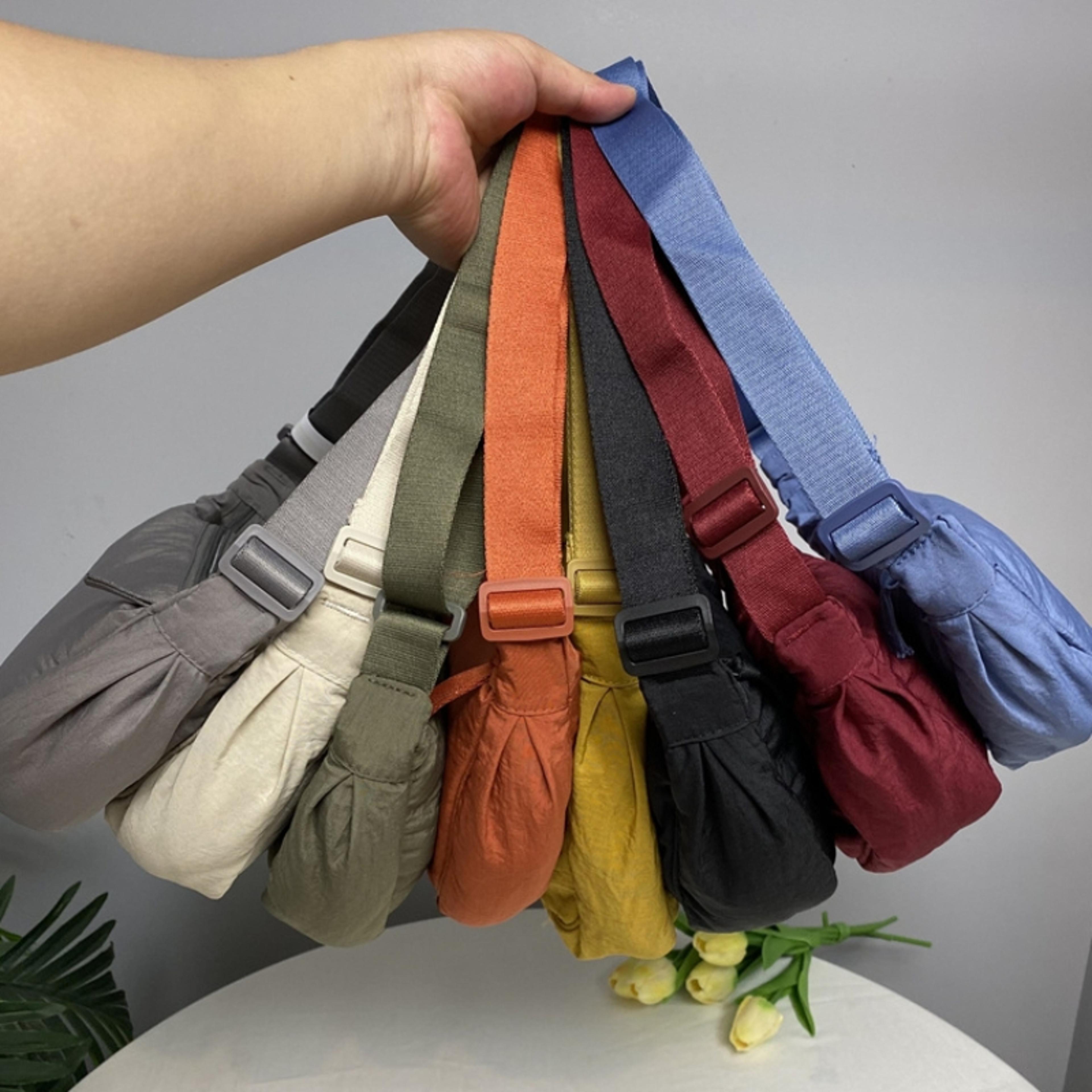 nylon crossbody shoulder bag for women, casual half moon hobos purse, tote chest bag, lightweight travel shopper handba