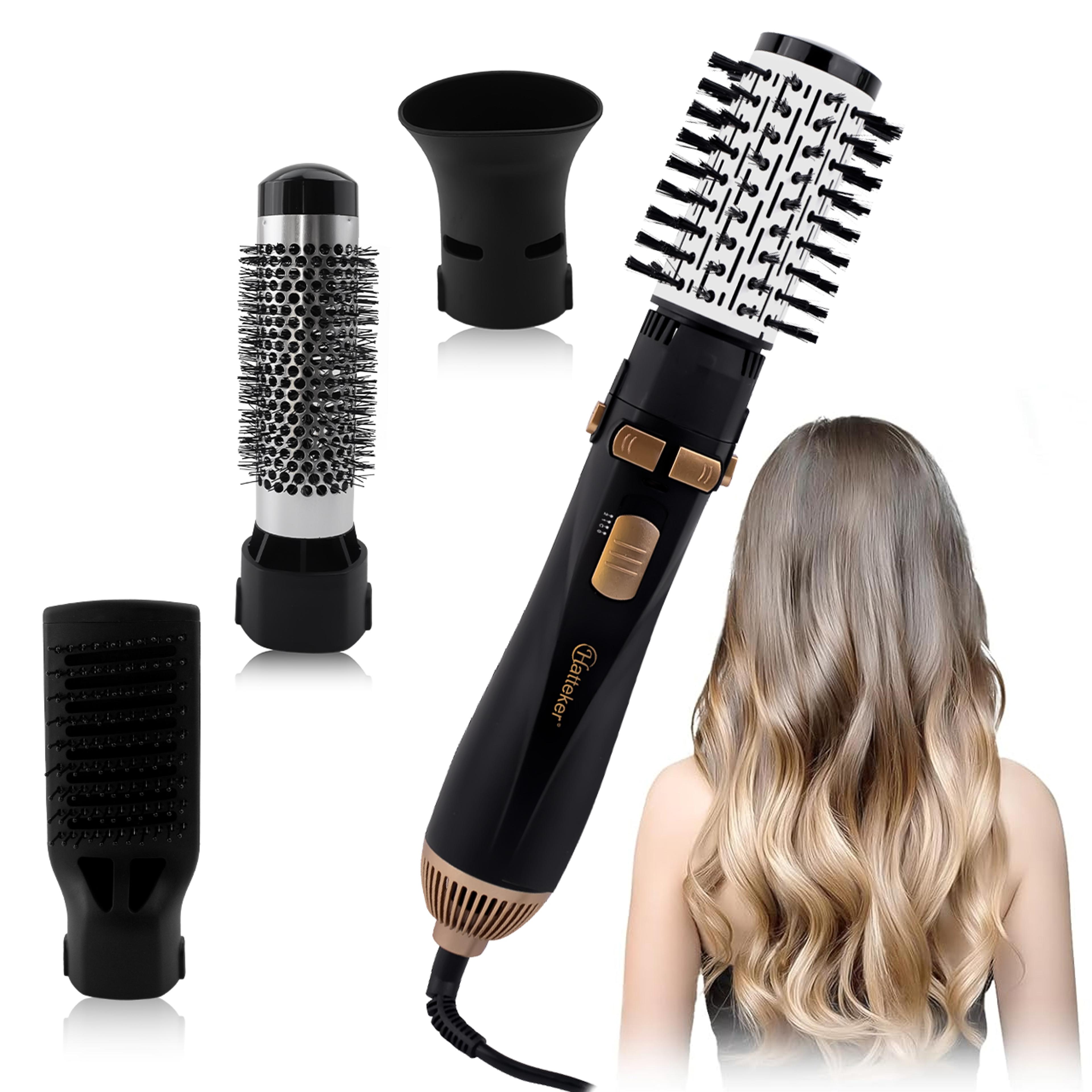 hatteker hot air brush for women, eu 4-head hair dryer, electric straightener curler roller comb strong wind blower