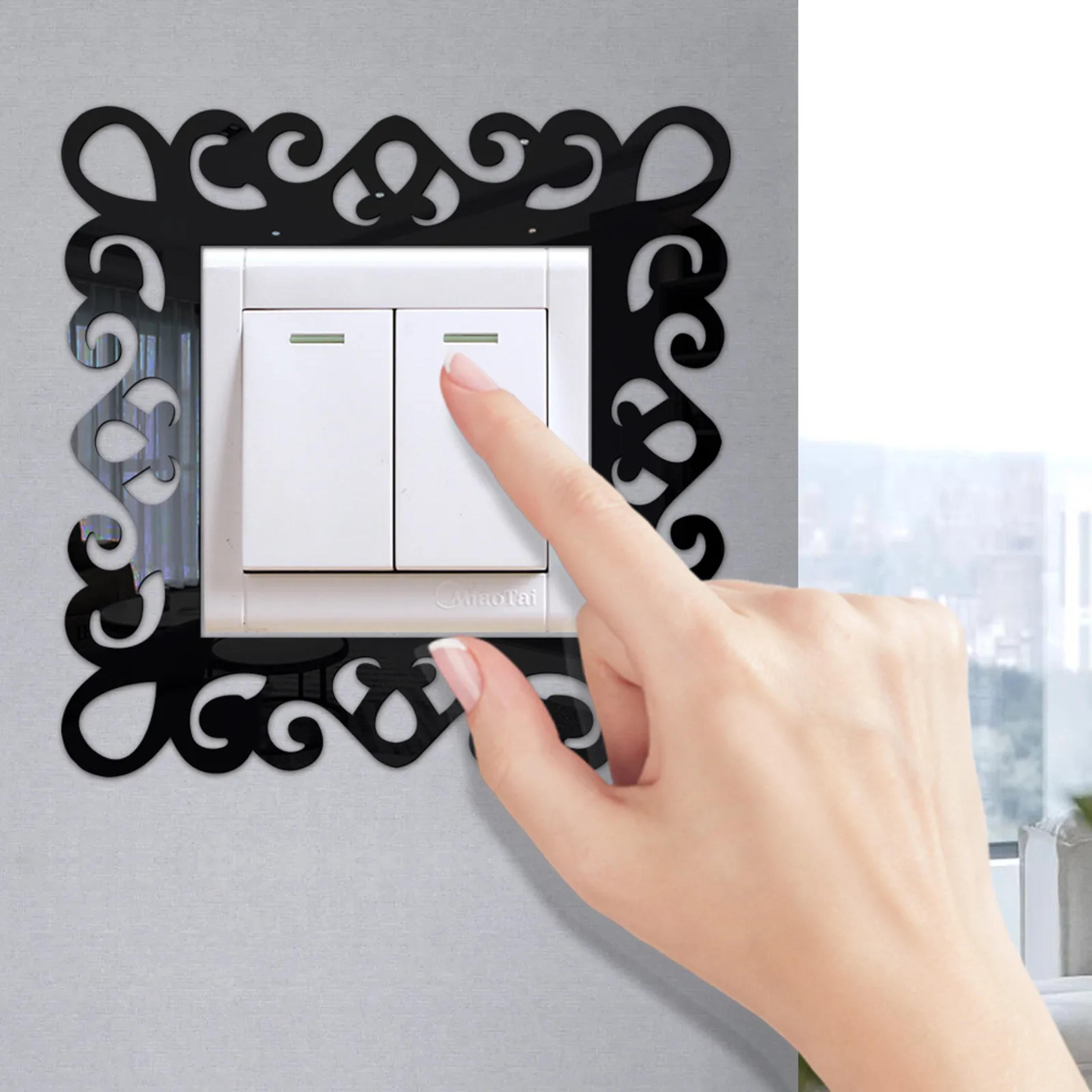 acrylic flower switch sticker for single light socket, finger plate panel cover, home wall decoration sticker