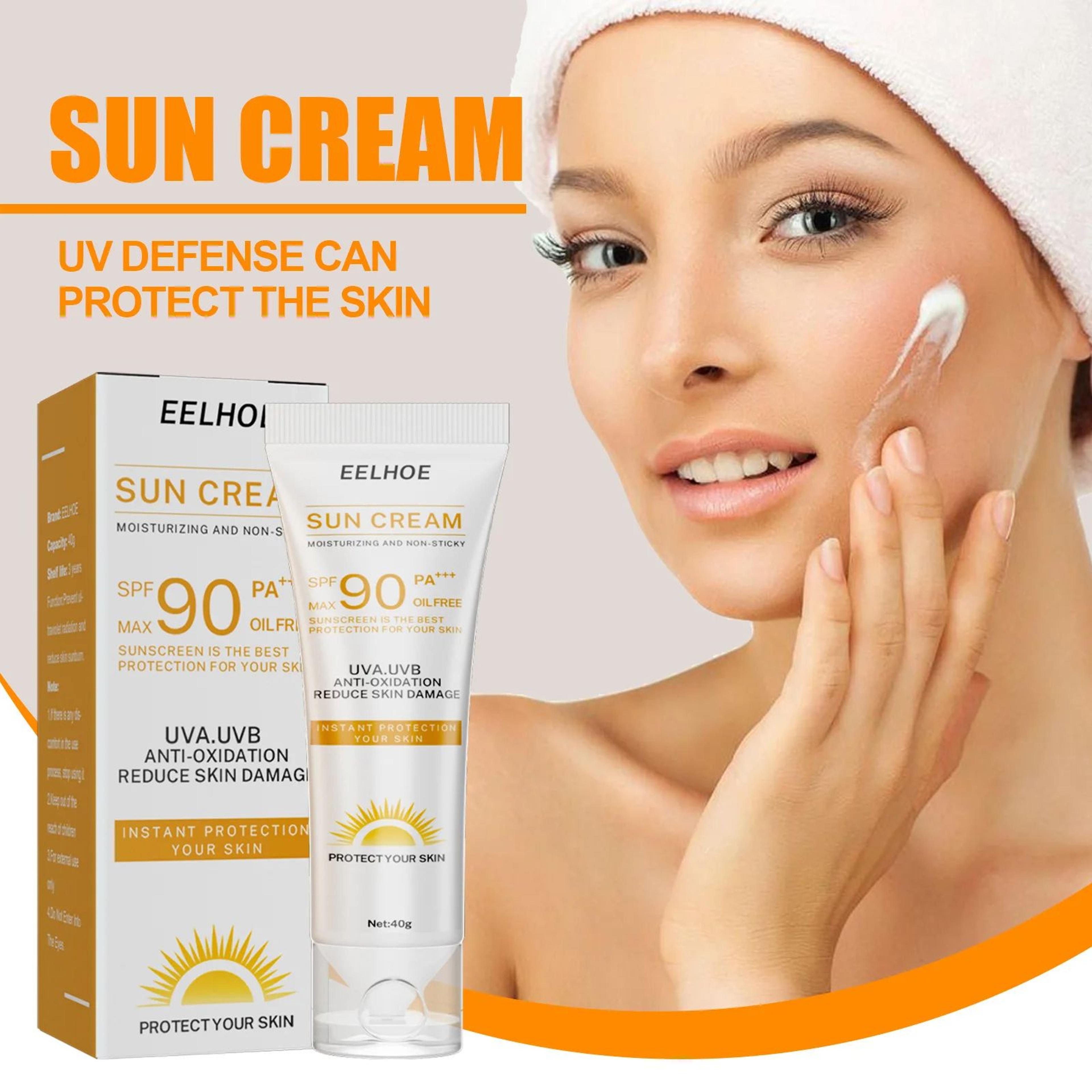 whitening sunscreen spf 90, oil-free sunblock for face & body, skin brightening, uv protection, anti-spot & moisturizing