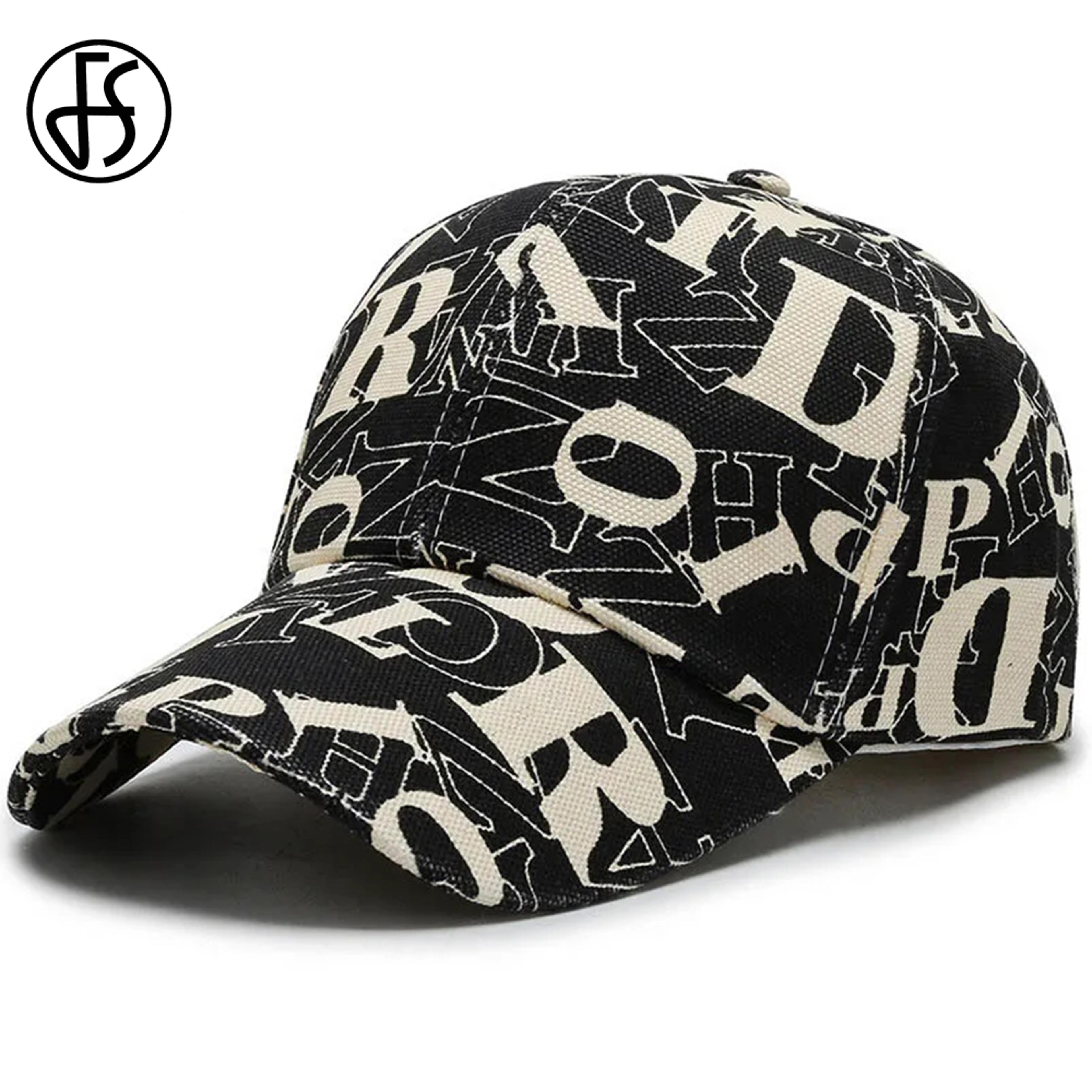 luxury brand fs vintage baseball caps for men, red black korean alphabet hat, summer streetwear hip hop cap