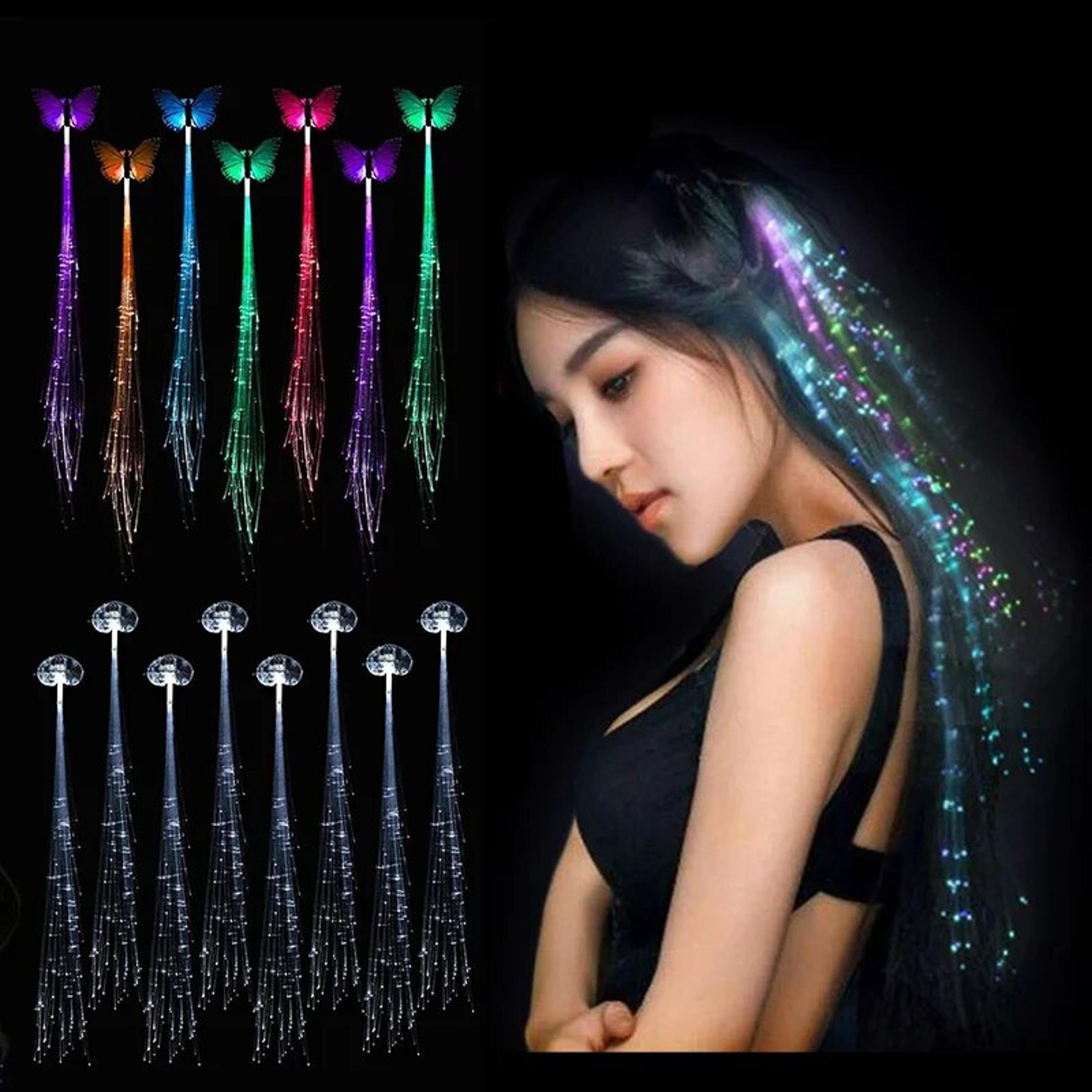 glowing hair braid led neon party lights - christmas & halloween decoration, party favors - 5/12 pcs