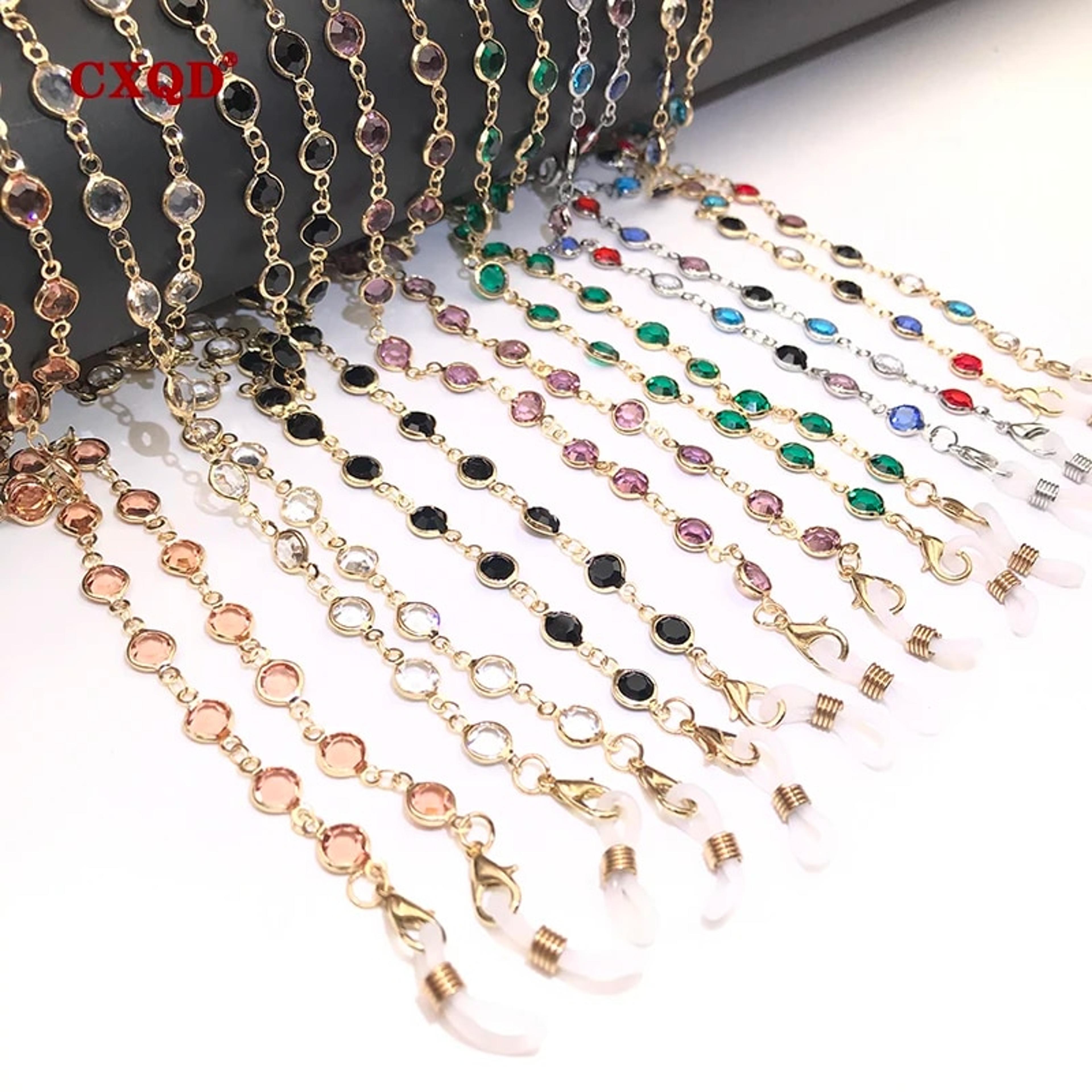 women's fashion glasses chain: colorful crystal bead eyewear strap & sunglasses string gift
