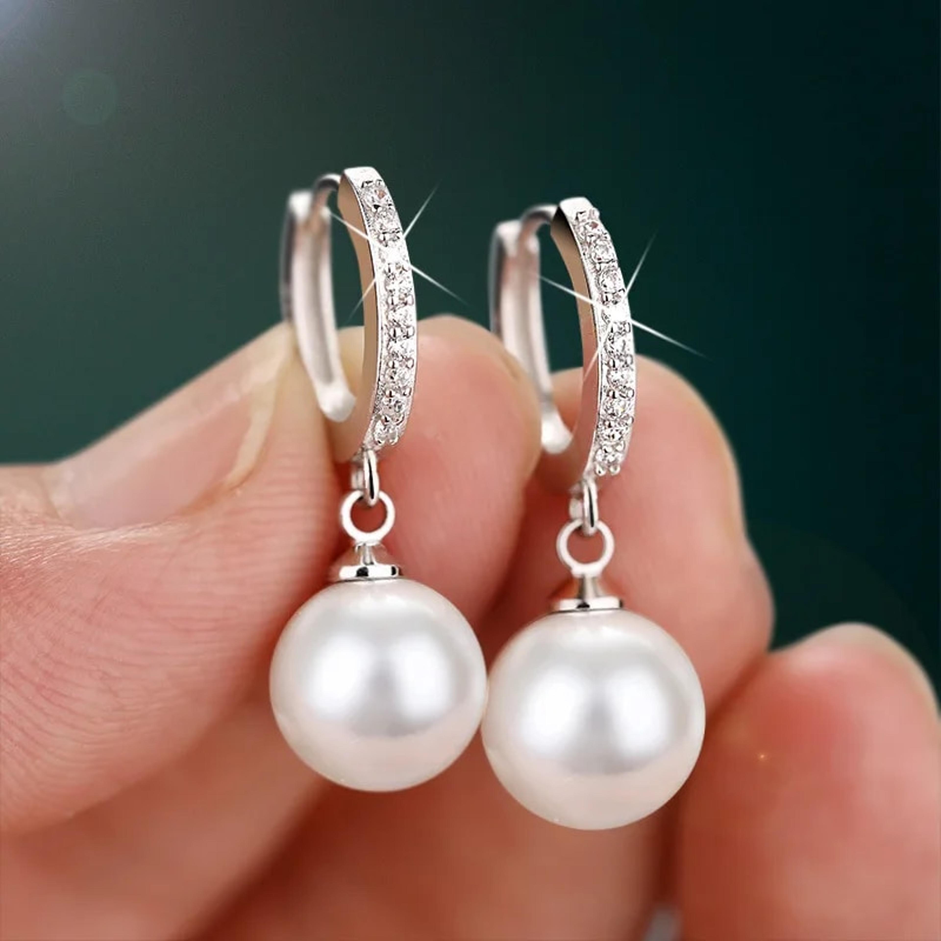 2020 lbyzhan pearl earrings: genuine freshwater pearl & 925 sterling silver jewelry for women - ideal wedding gift