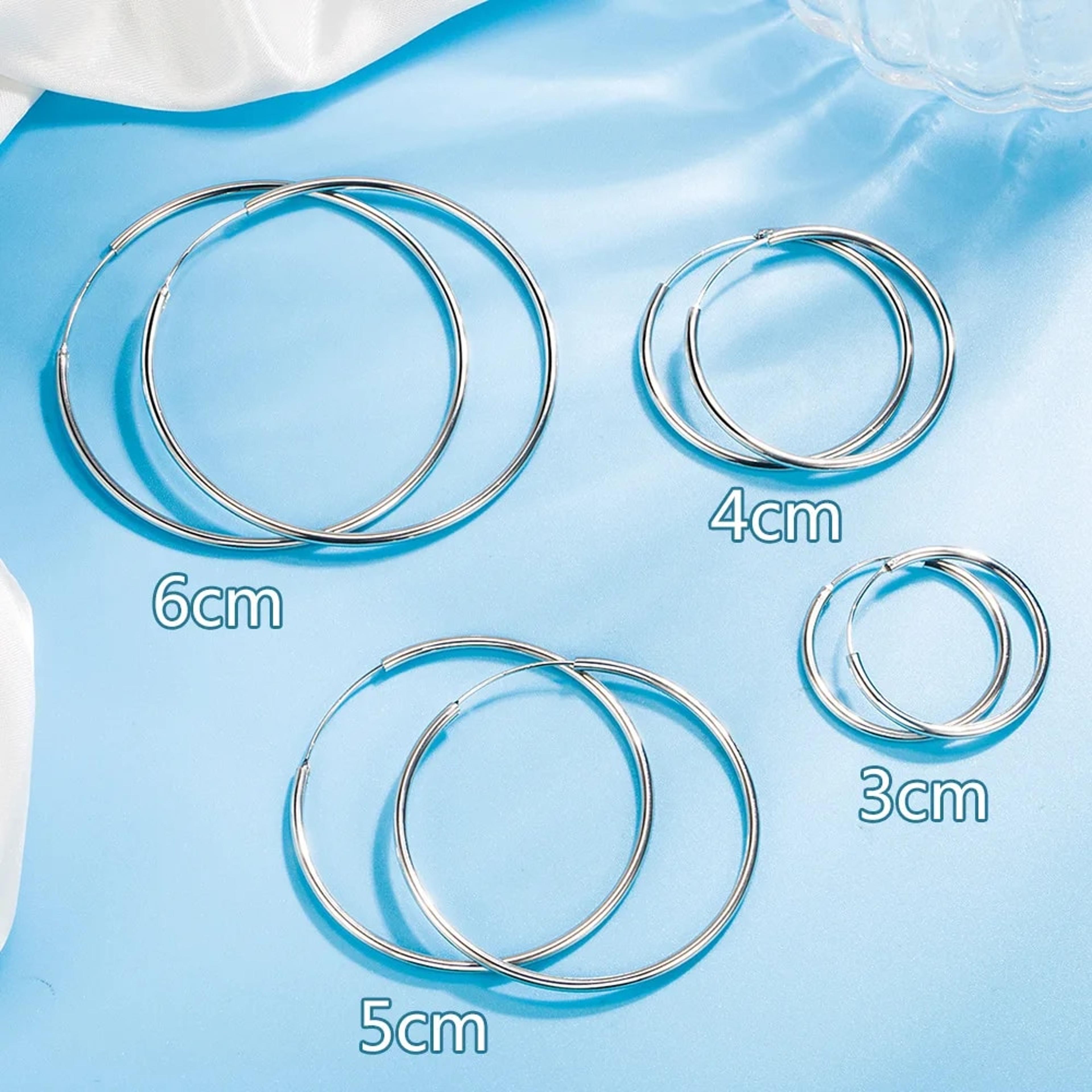 3-6cm round hoop earrings: 925 sterling silver women's fashion jewelry for parties & christmas by gaabou