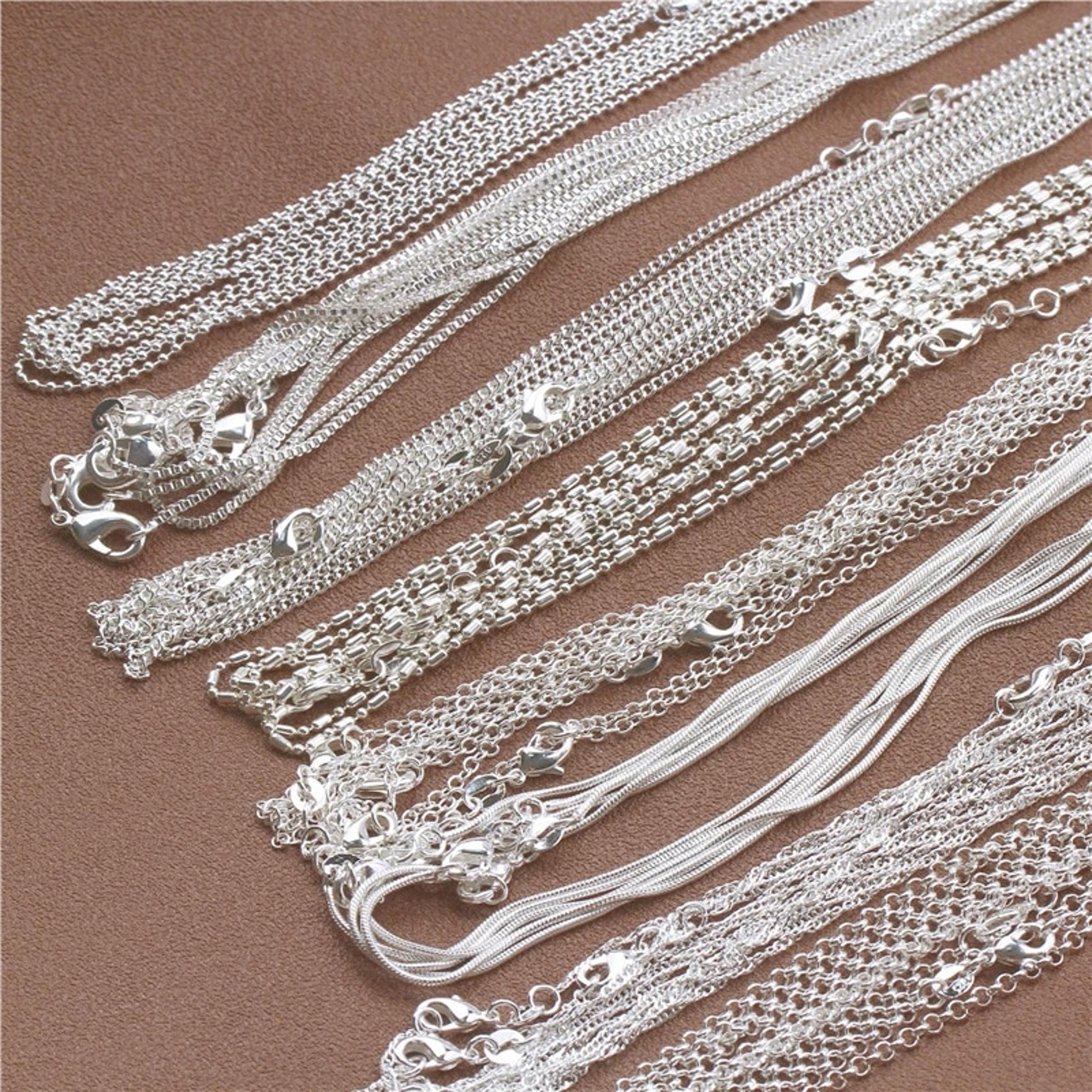 925 sterling silver necklace: 1pcs 16-30 inches rolo bead figaro chain for men & women - 9 unique designs fashion jewelr