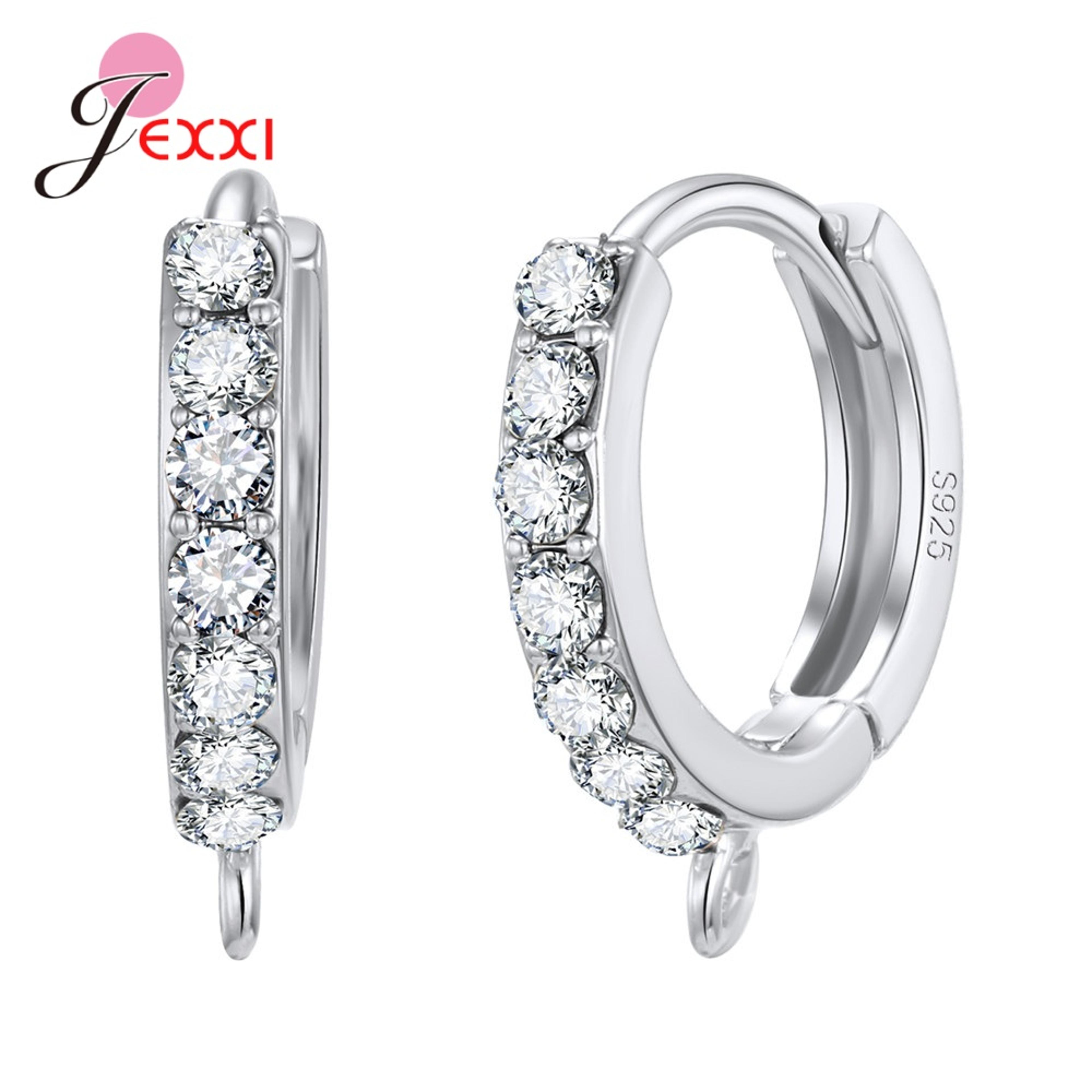 korean style crystal earring findings: genuine 925 sterling silver diy jewelry accessories