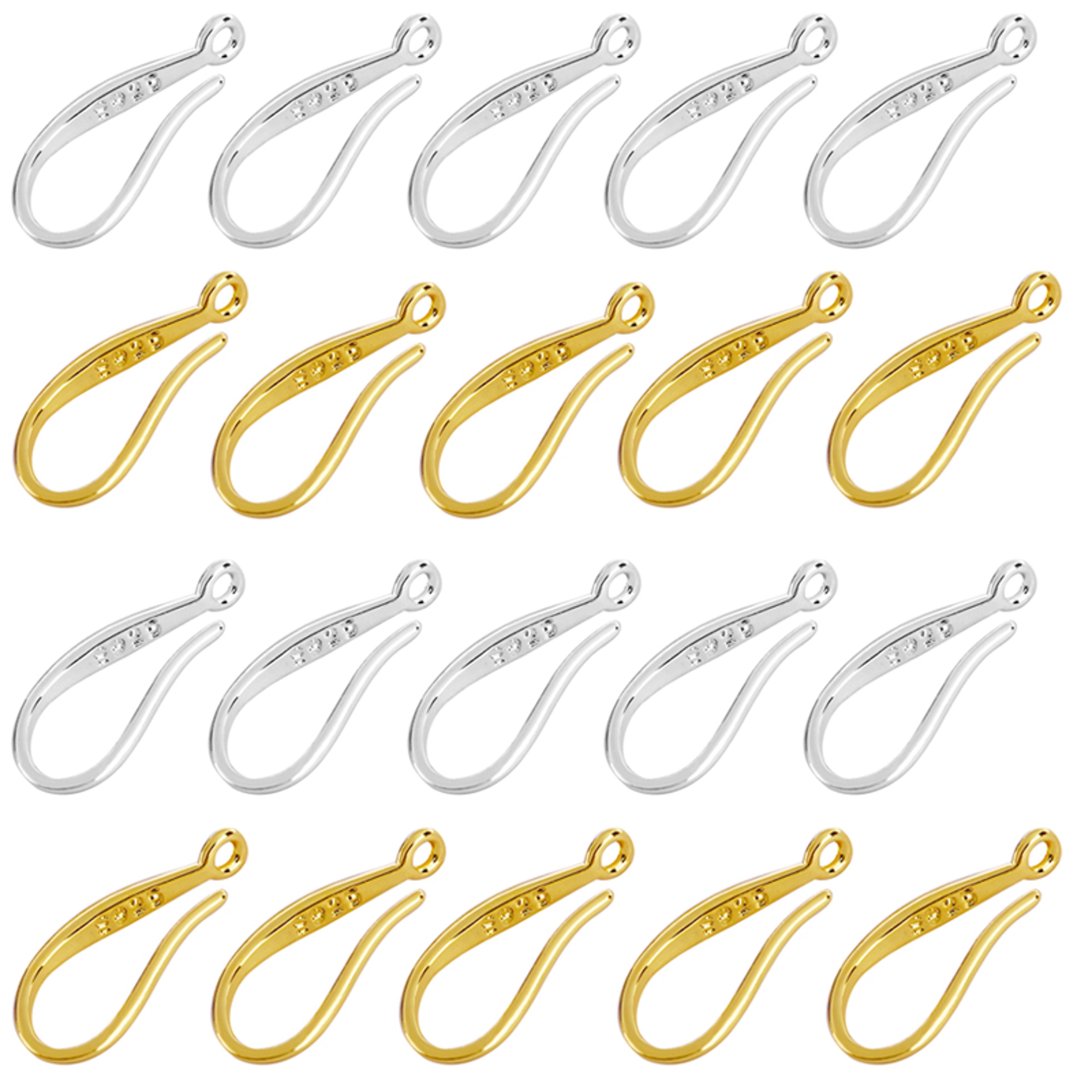 20pcs 925 sterling silver earrings for women - smooth hook ear design for diy jewelry making