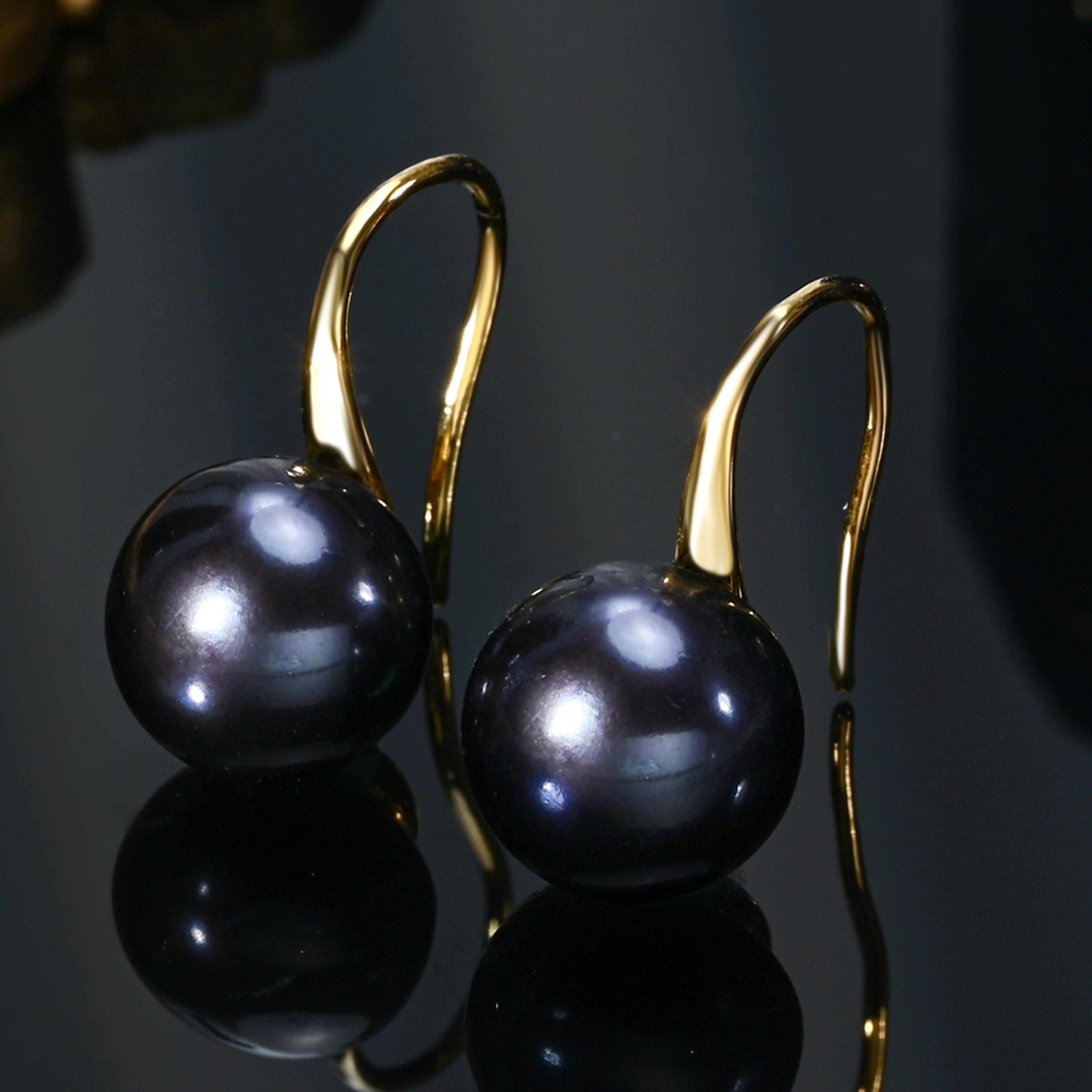 aaaa freshwater pearl earrings: elegant 8-9mm black, pink, white & purple styles for women's wedding party jewelry