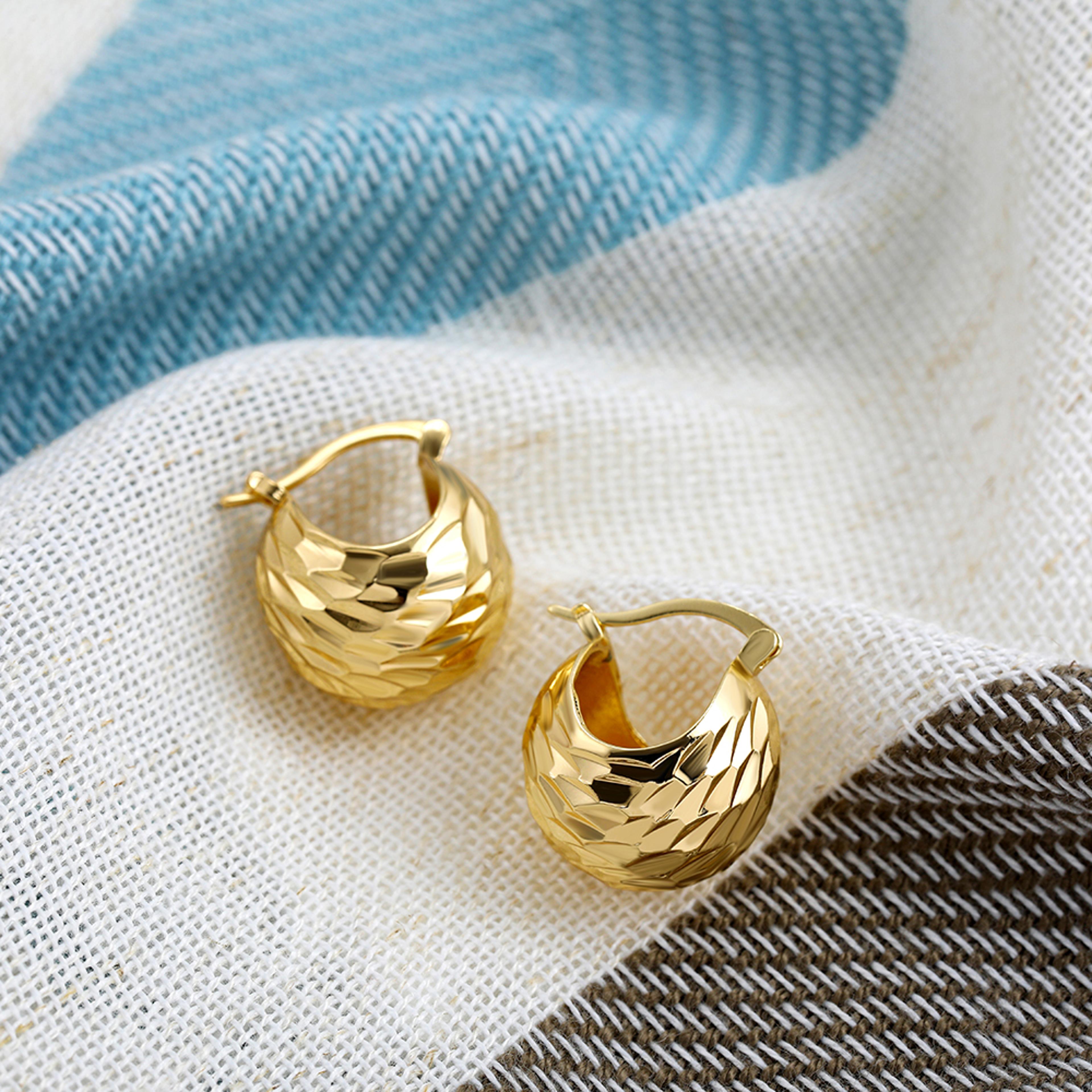 chunky gold plated hoop earrings with rhinestones for women modern stainless steel thick basket huggie jewelry gift