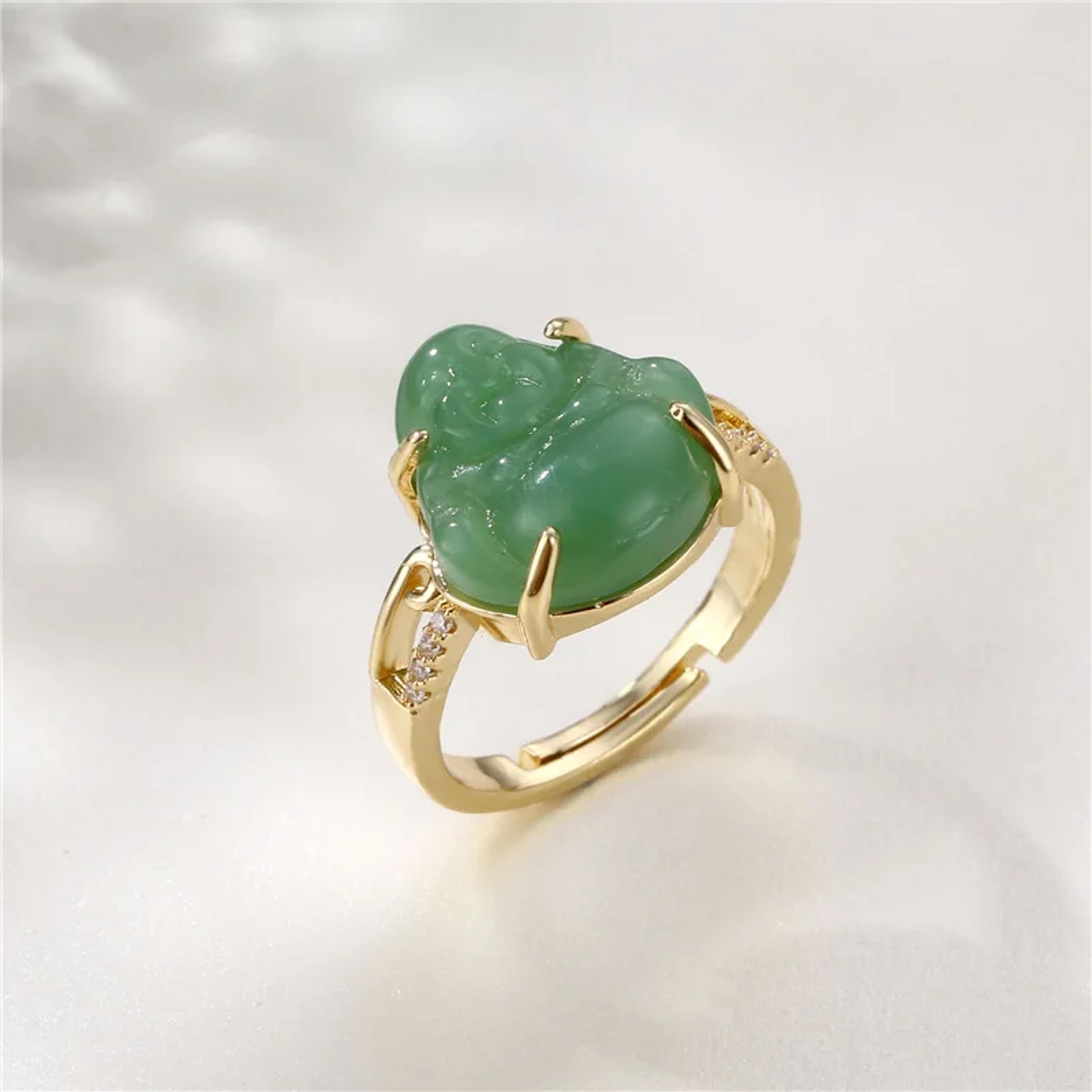 charm green series natural tunable religious ring for men and women jewelry accessories