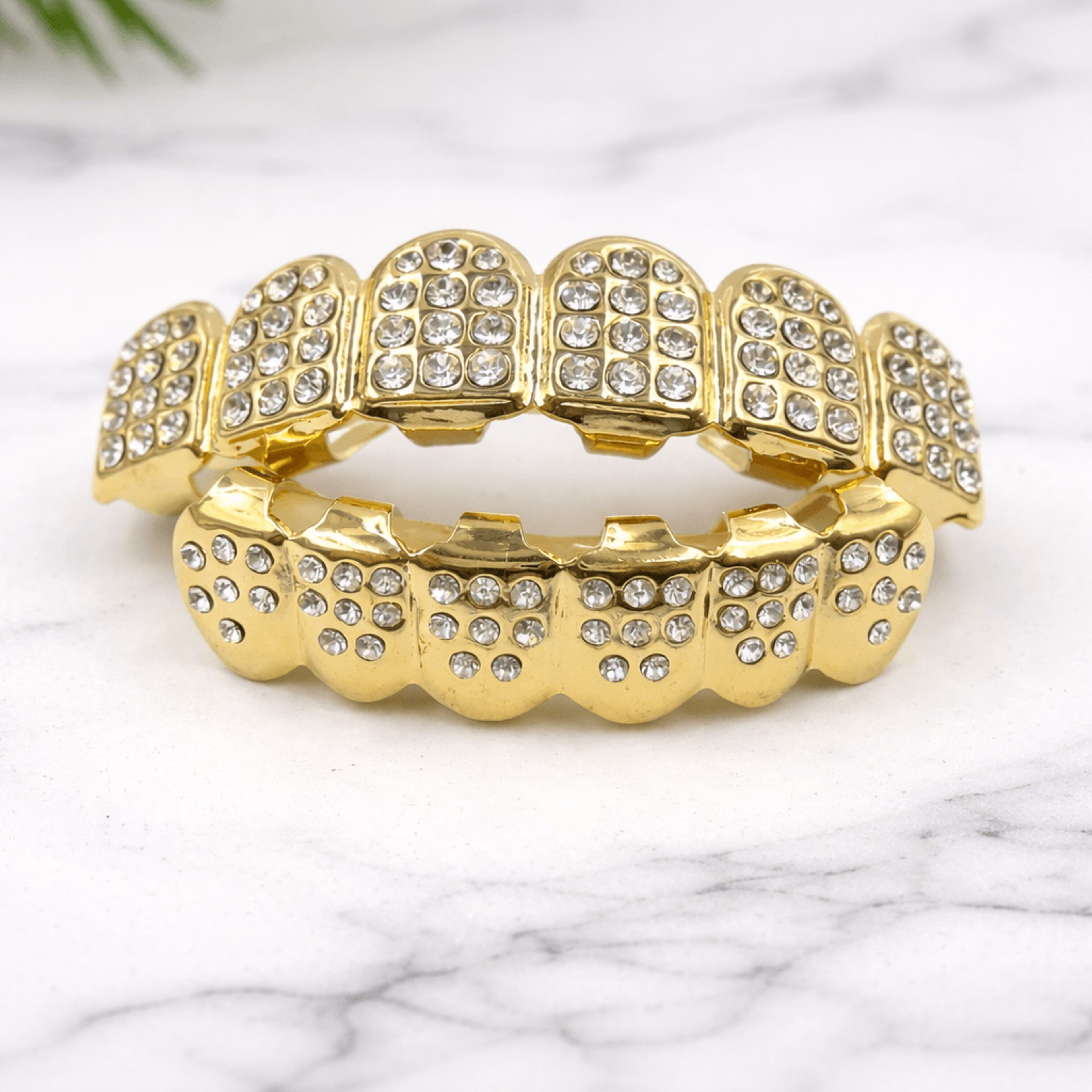 iced out cz stones teeth grillz, fashion hip hop gold silver color top bottom braces for jewelry gifts