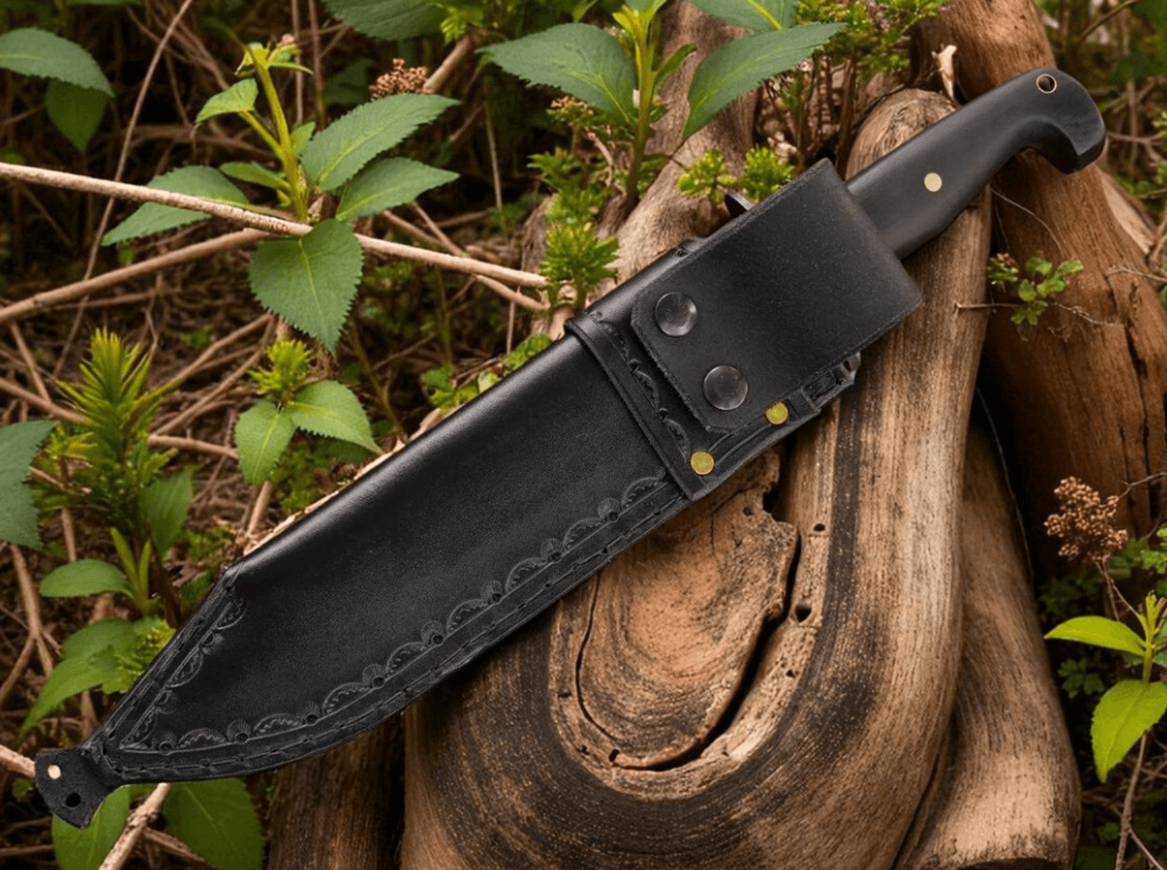 full tang fixed blade knife | outdoor hunting knife with engraved black leather sheath | survival, camping & collect