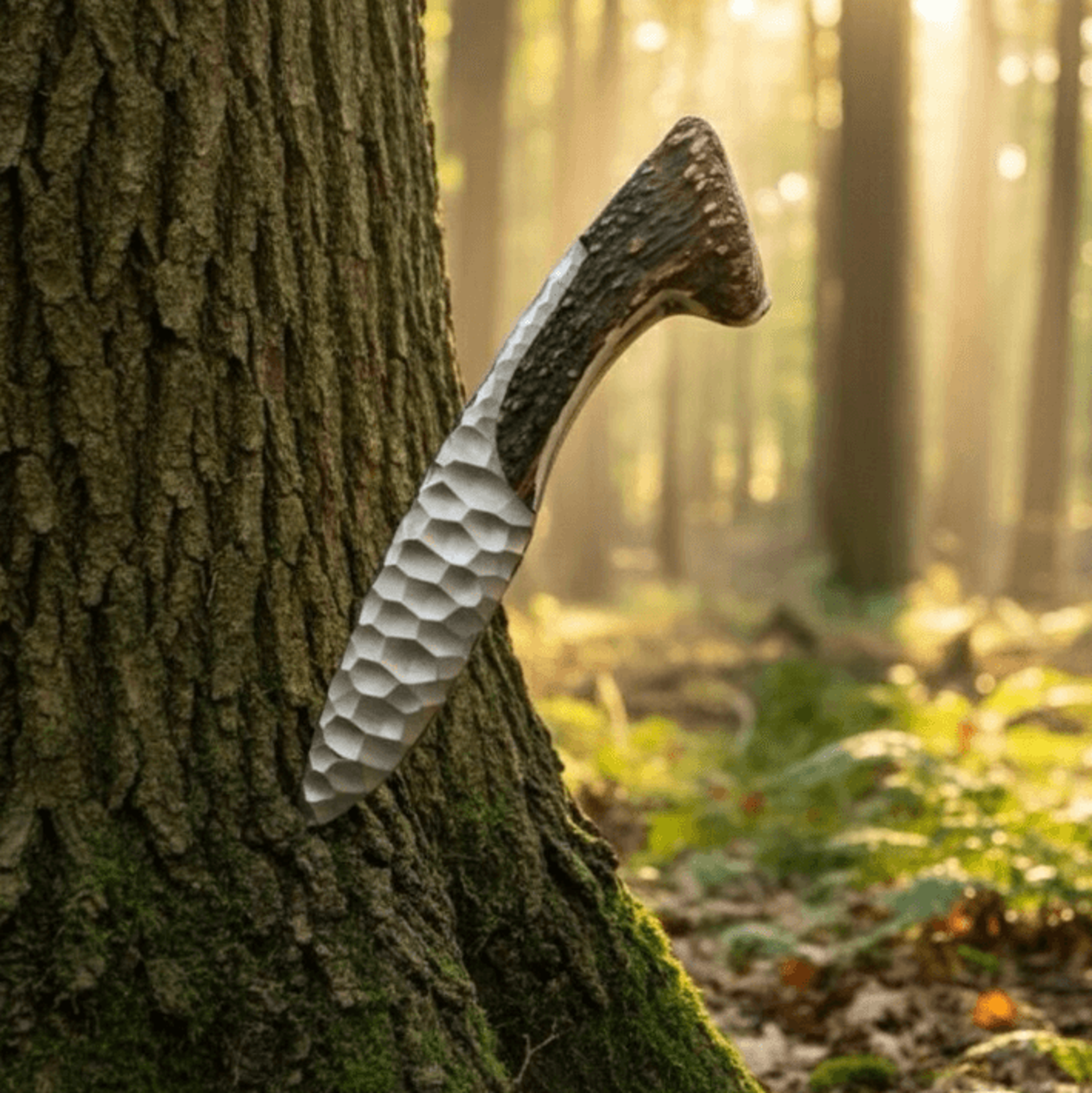 11 hand-forged carbon steel hunting knife with deer antler handle full tang leather sheath