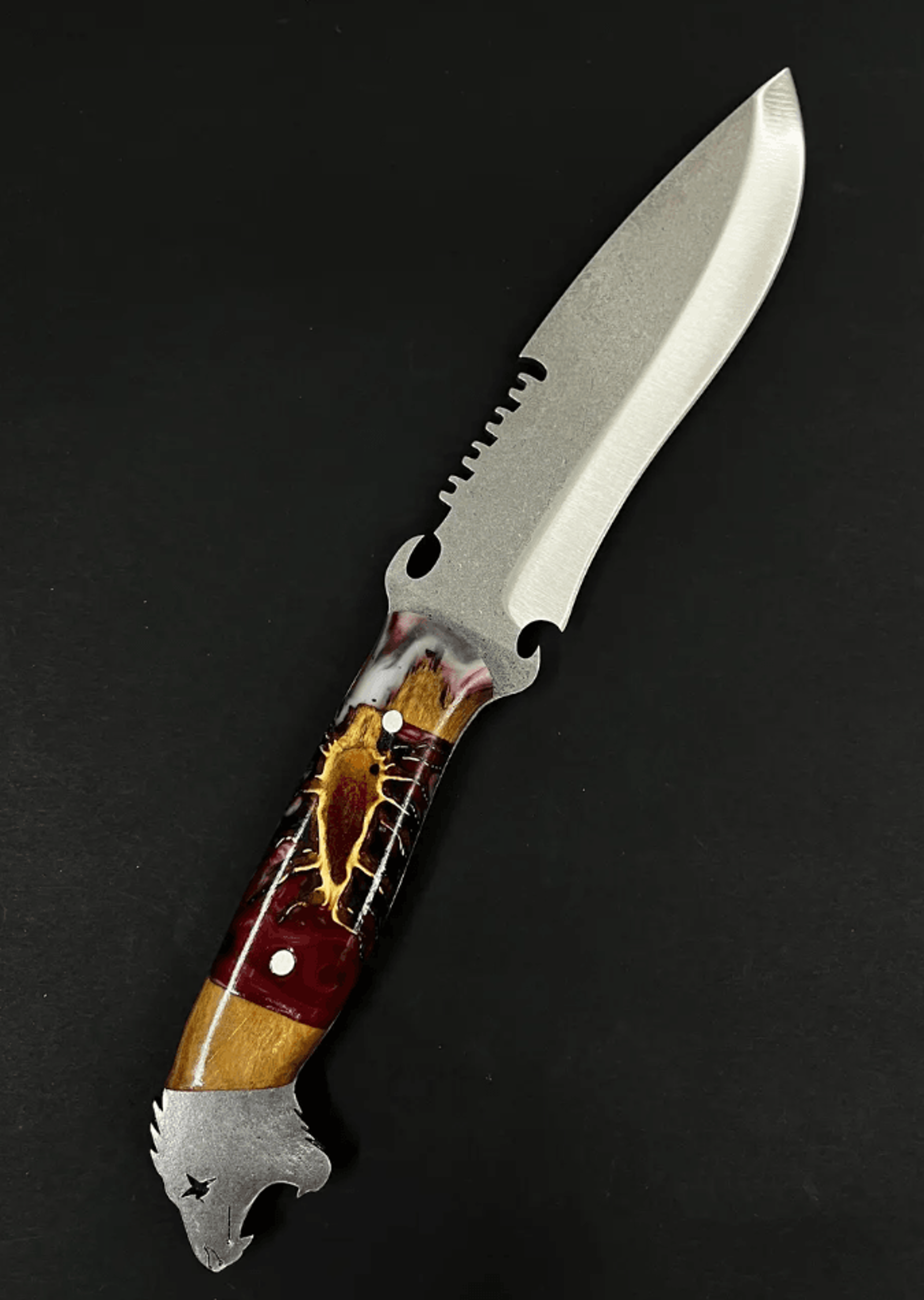 12 personalized stainless steel hunting knife set with epoxy resin wood handle camping gift leather sheath