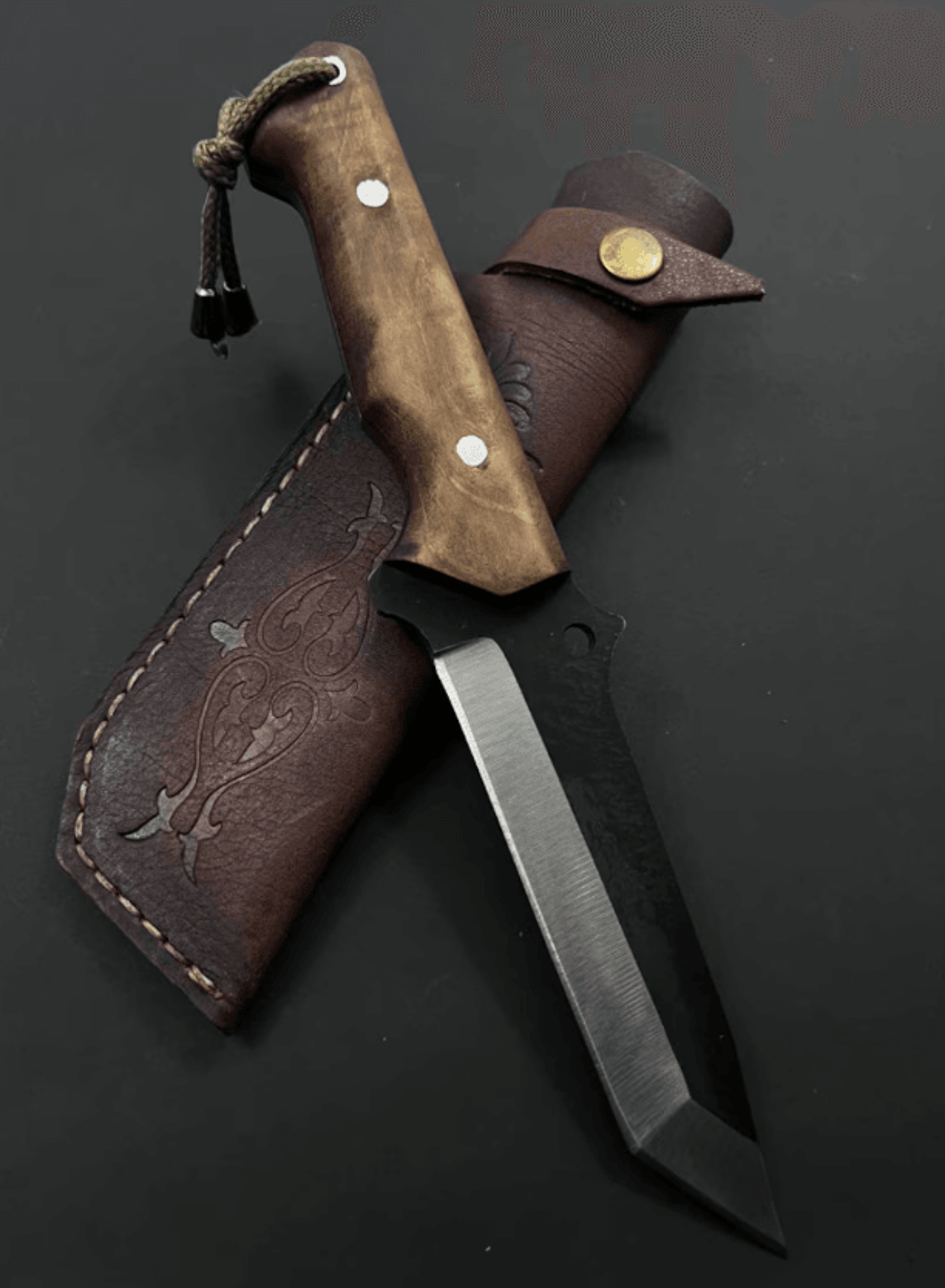 10 handmade full tang gut hook hunting knife with custom engraving 4034 steel leather sheath