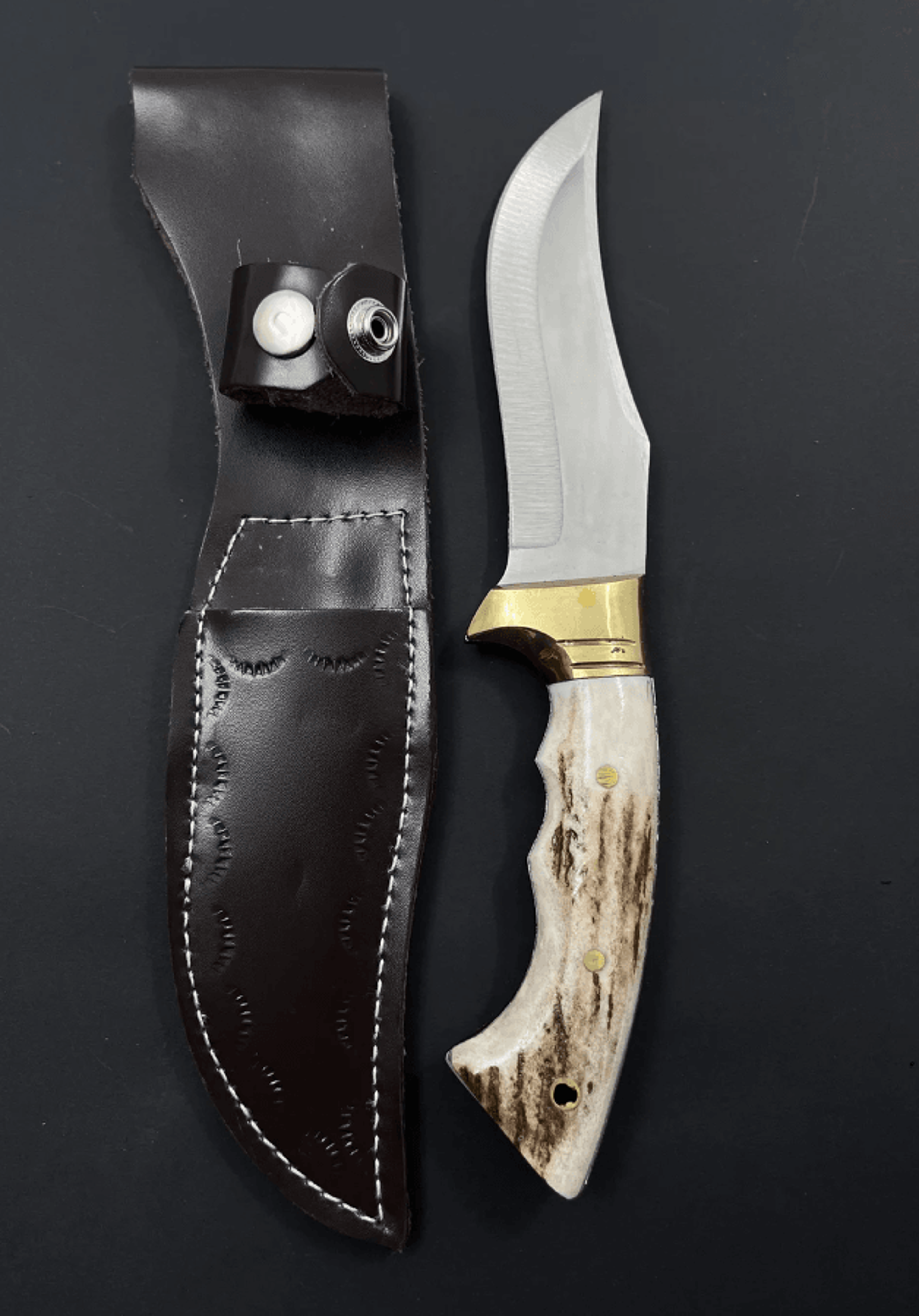 10 inch customized deer antler hunting knife with engraved 4034 stainless steel groomsmen gift leather sheath