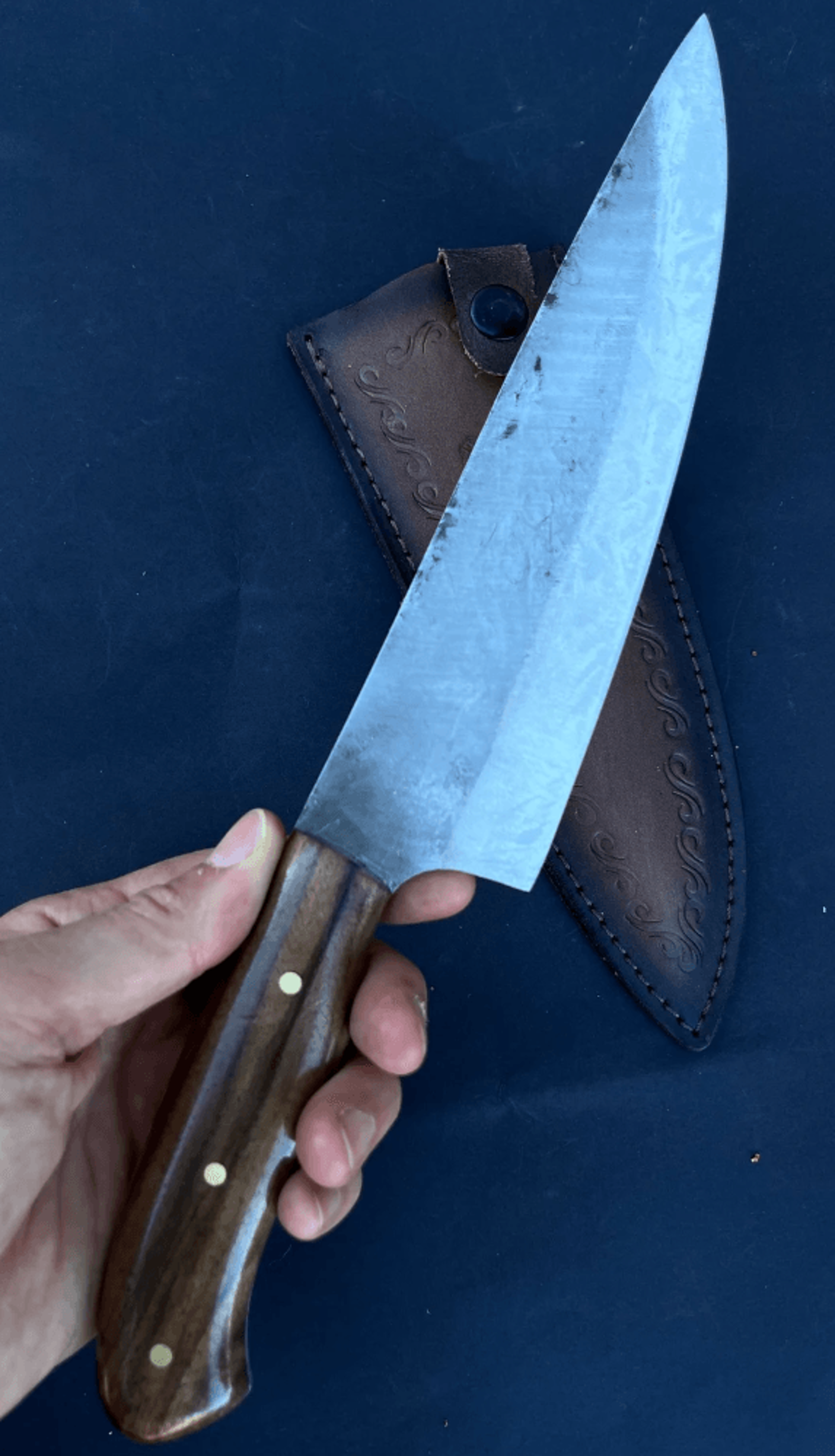12 hand forged 5160 steel chef knife with walnut handle personalized gift for cook