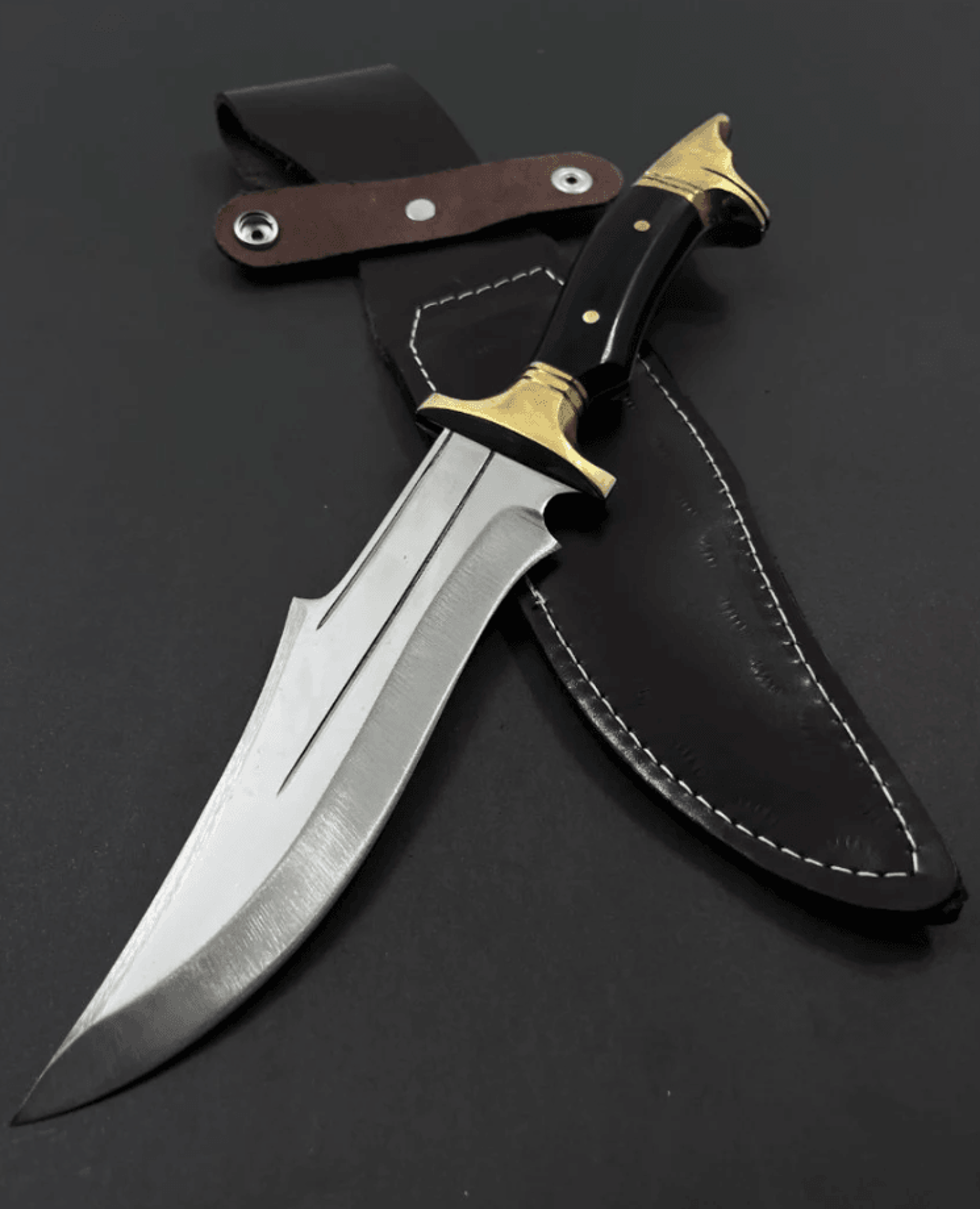 13.4 inch handmade wolf head hunting knife with personalized engraved 4116 stainless steel full tang knife
