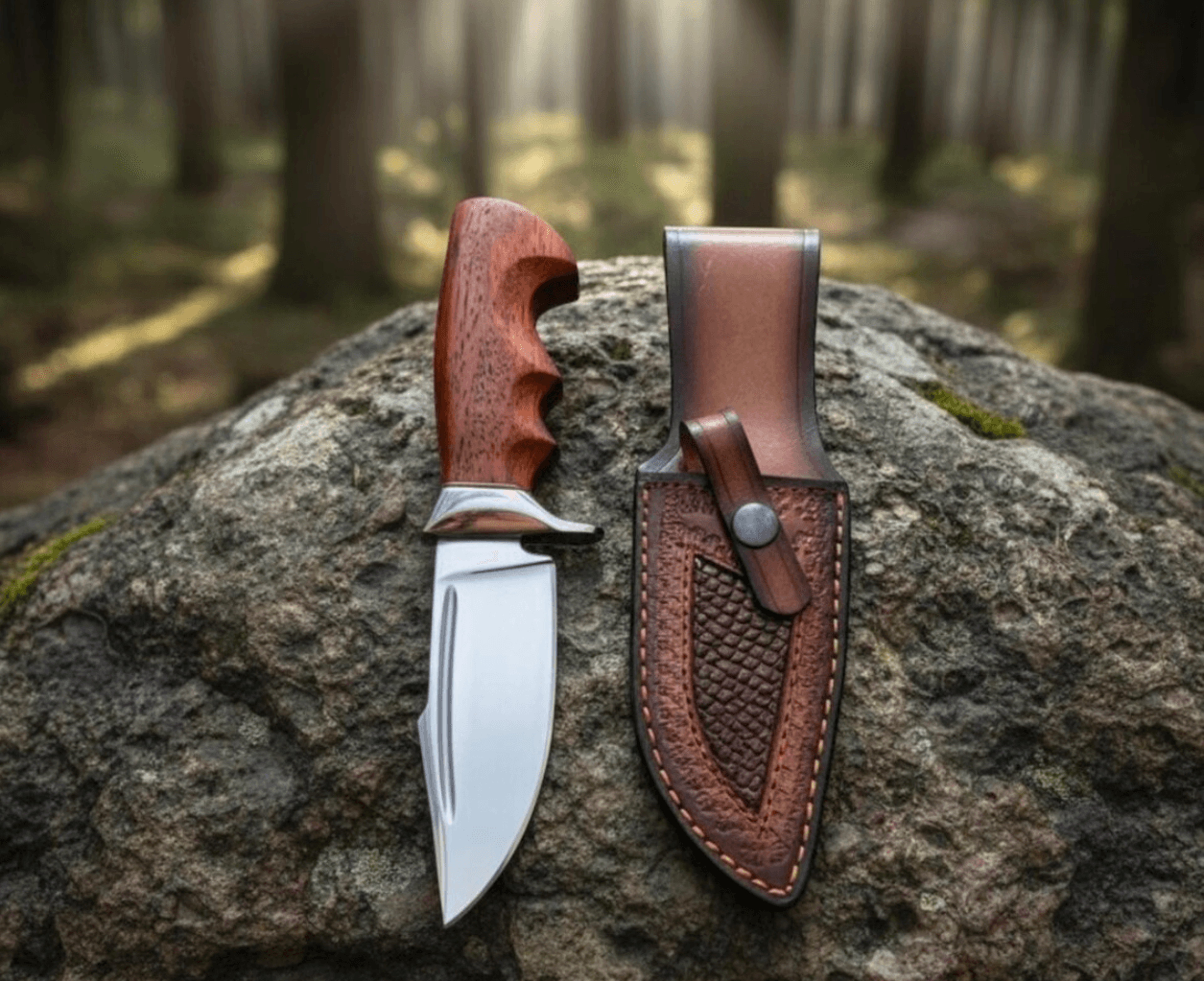 9 handmade d2 steel bowie knife with padauk wood handle razor sharp leather sheath