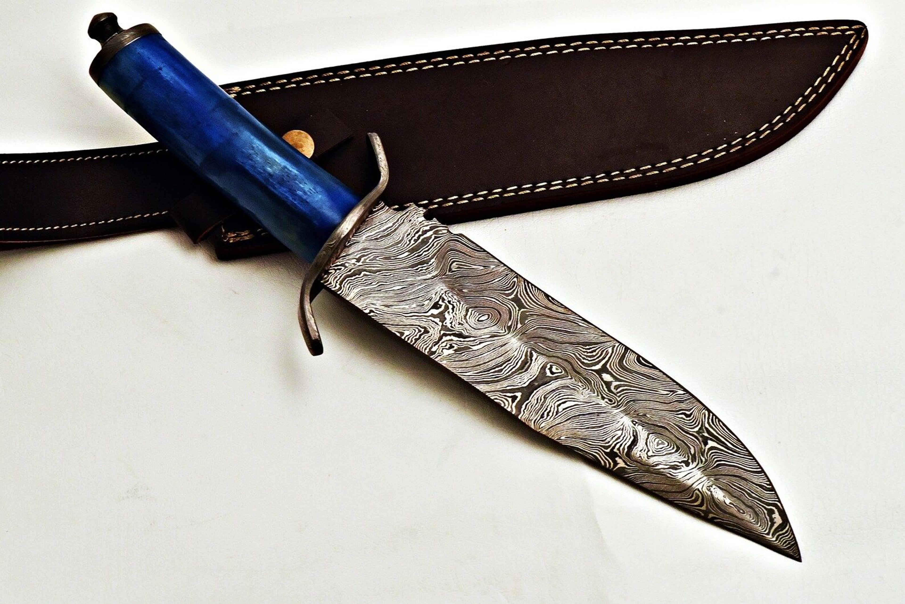 hand-forged damascus knife | camel bone handle fixed blade holiday gifting