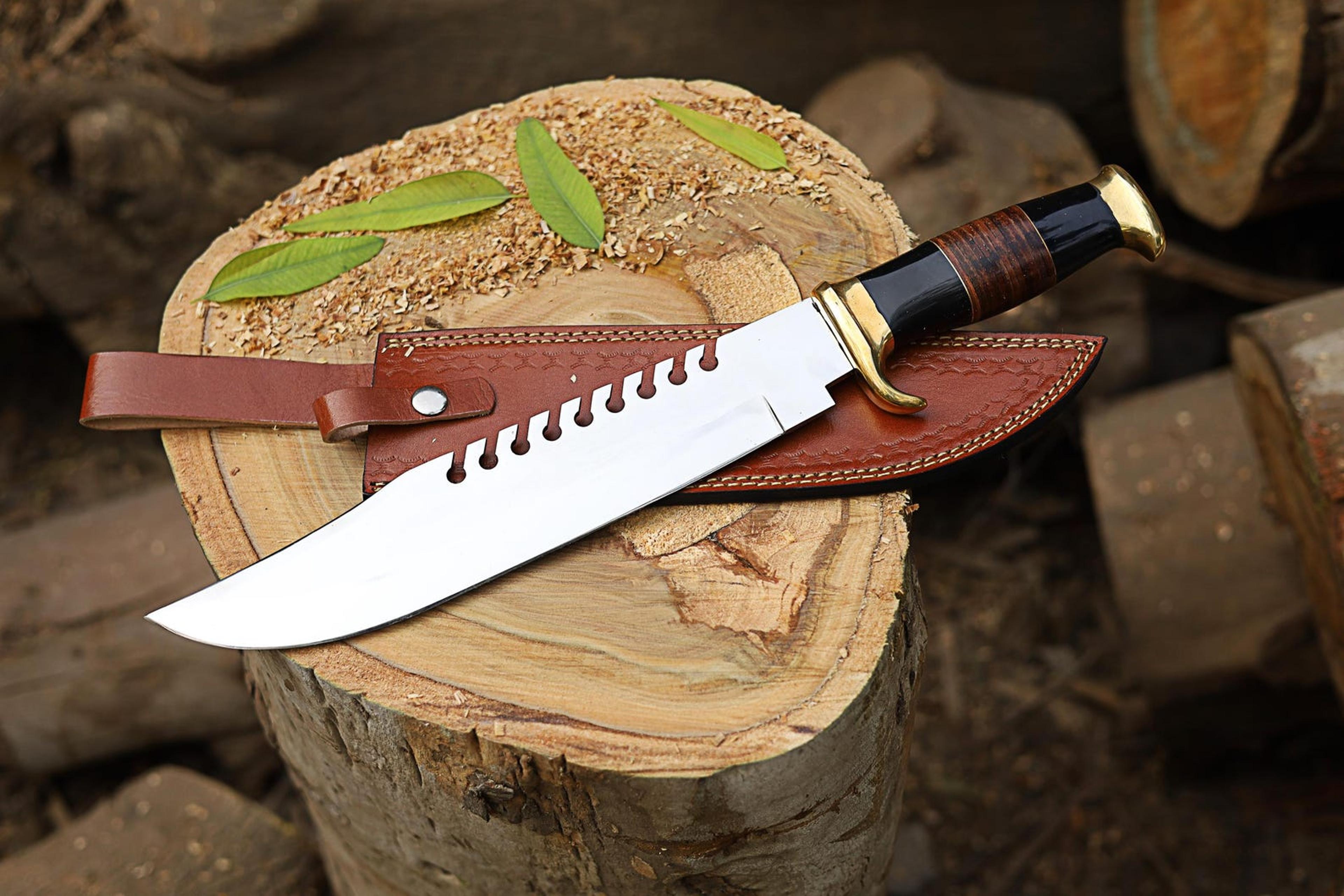 handmade d2 steel bowie knife - 18 leather sheath - collectible gift for outdoor enthusiasts an
