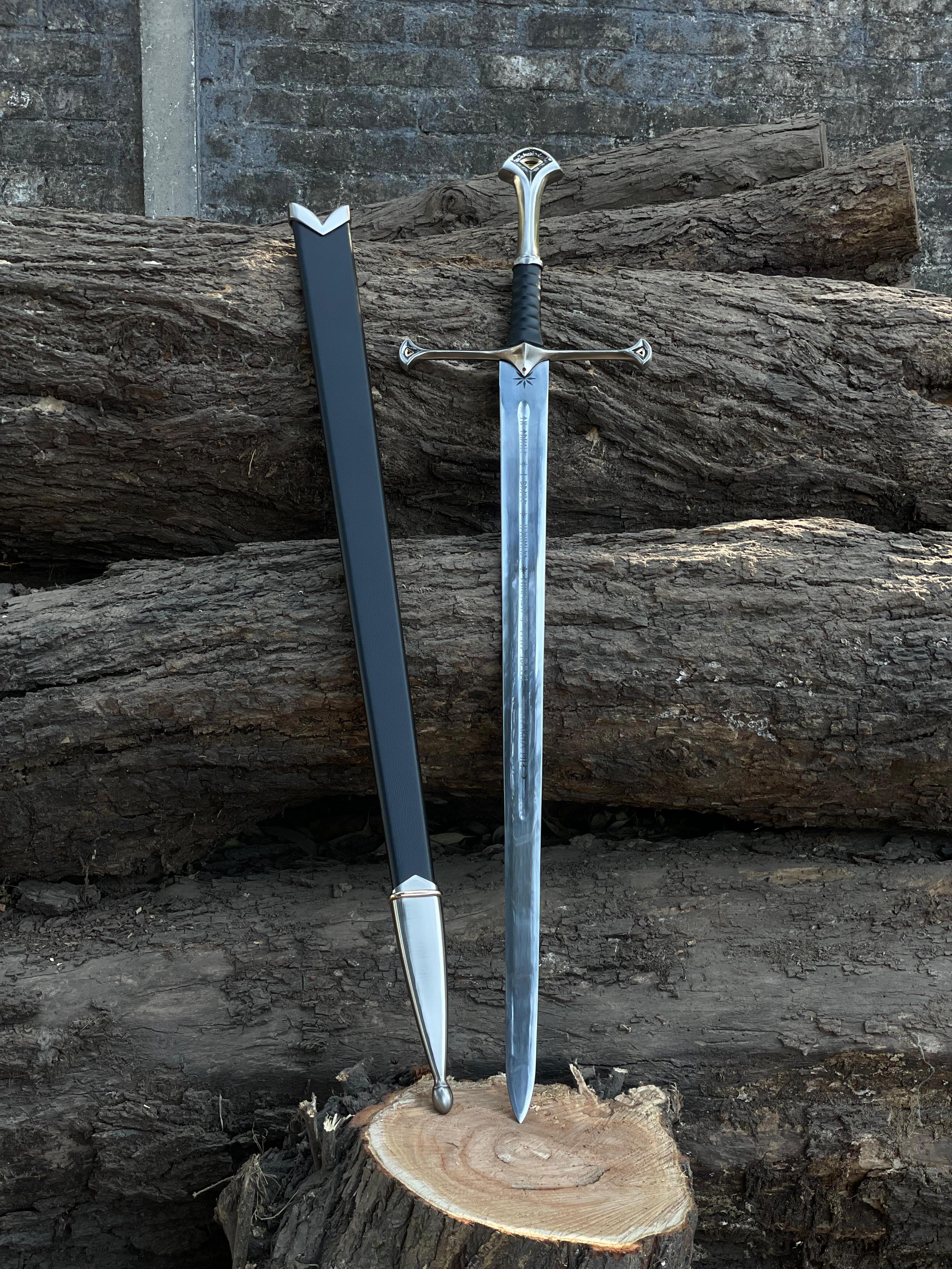 forged anduril sword replica – flame of the west fantasy sword with stainless steel blade & scabbard fantasy collections