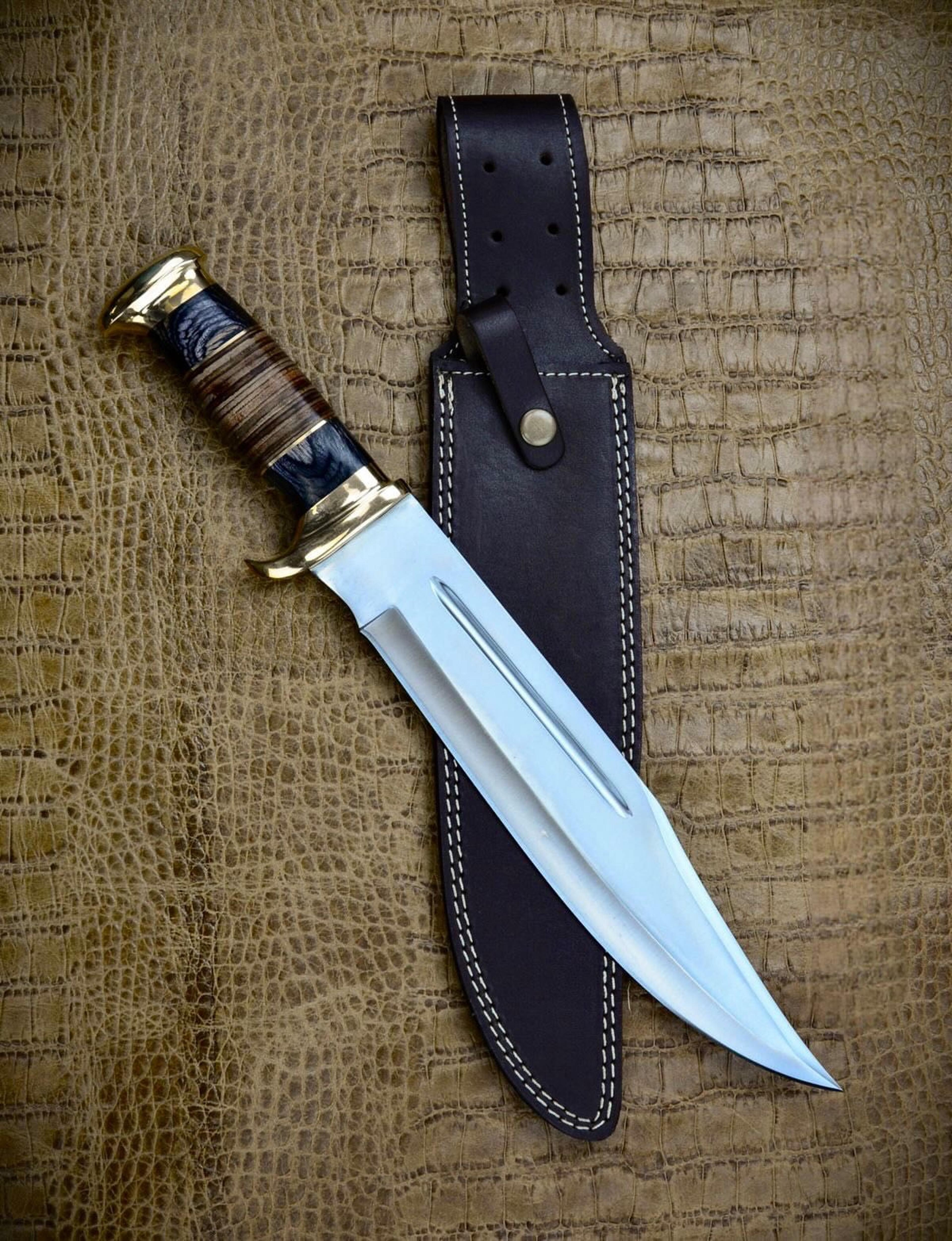 handmade hunting bowie knife , d2 steel bowie knife , best for hunting camping knife