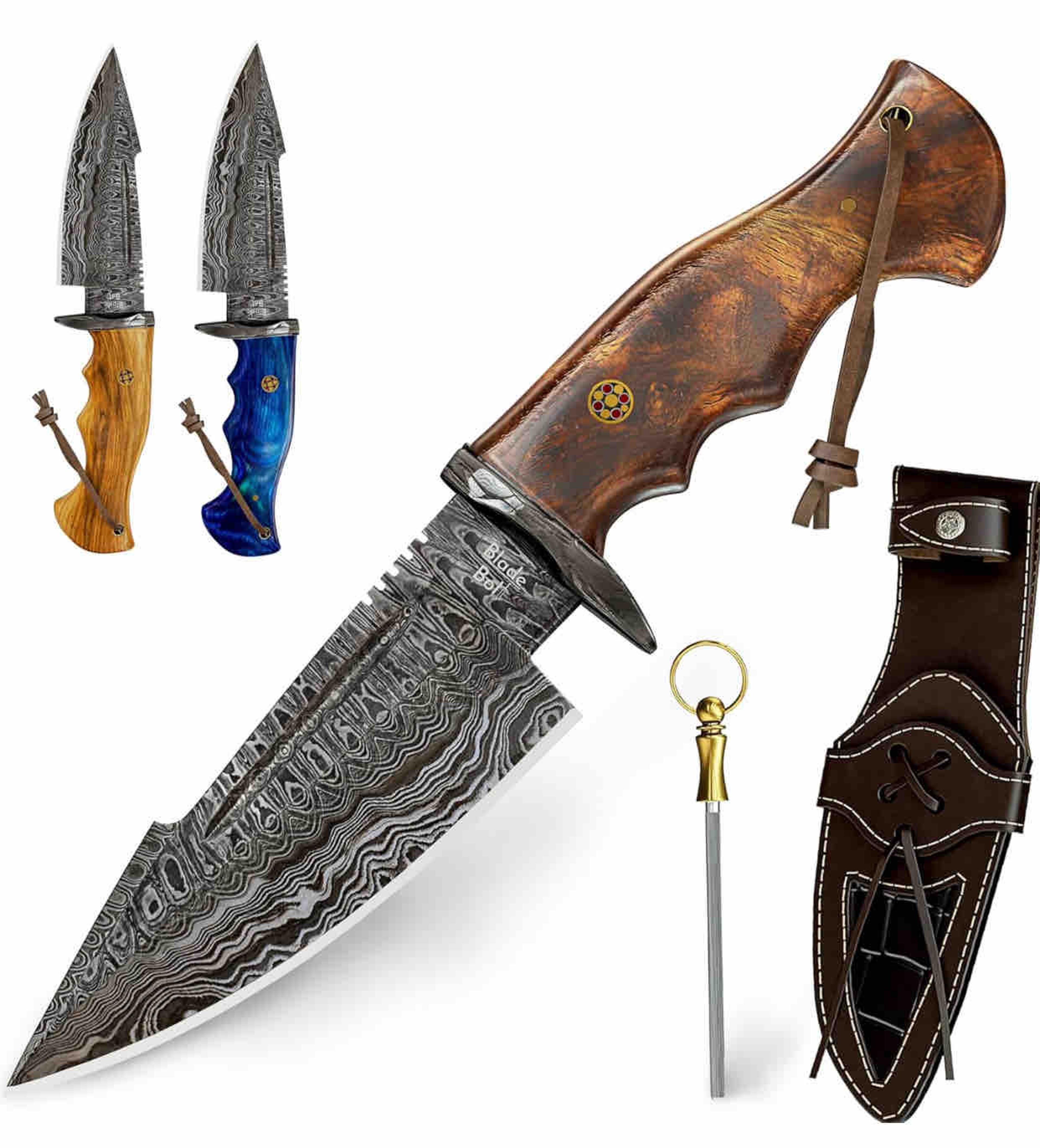 hunting knife , damascus steel hunting knife , best christmas gift for him