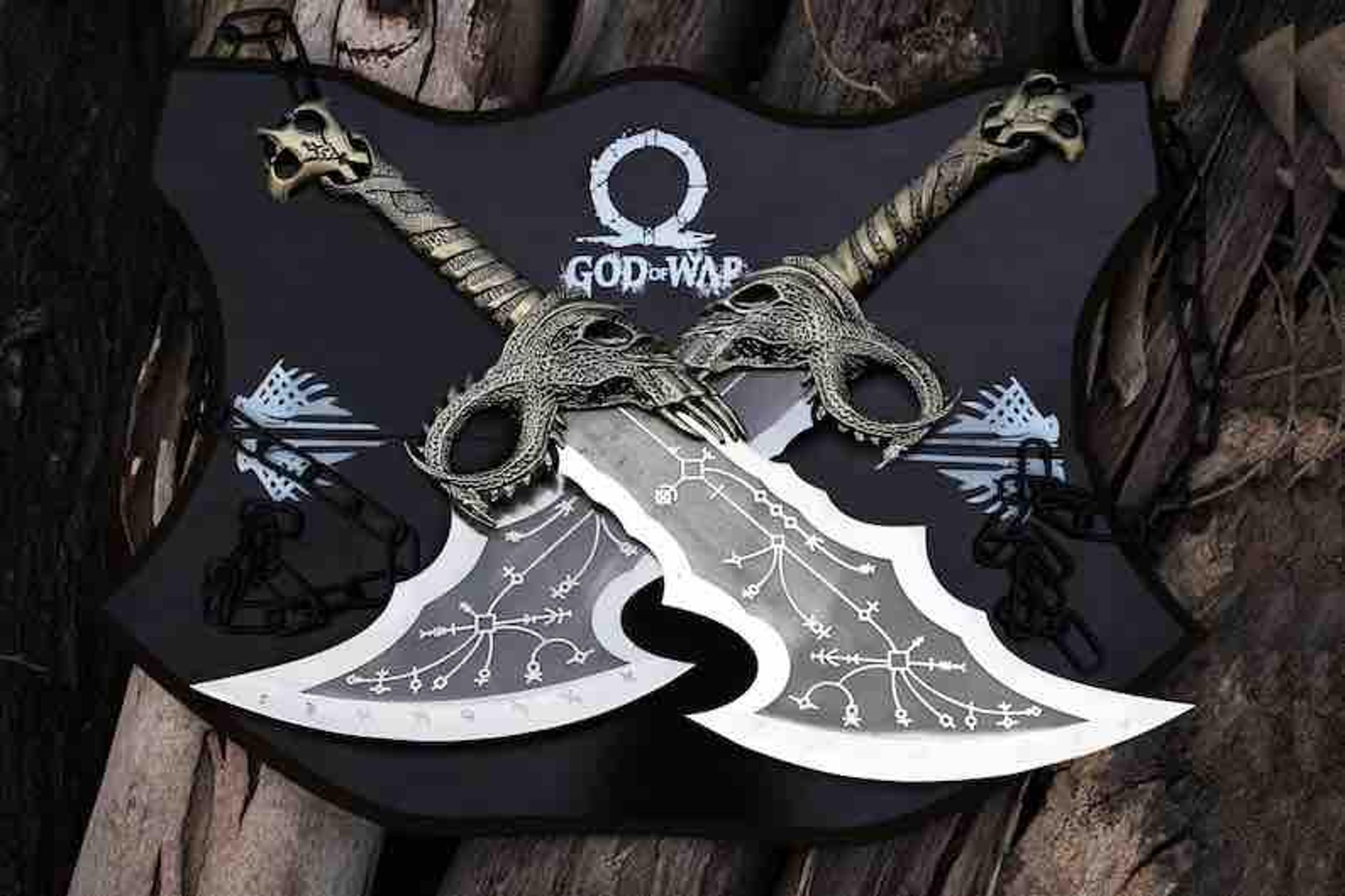 blades of chaos , god of war blades , kratos blades , blades of chaos with wood plaque , best for christmas gift