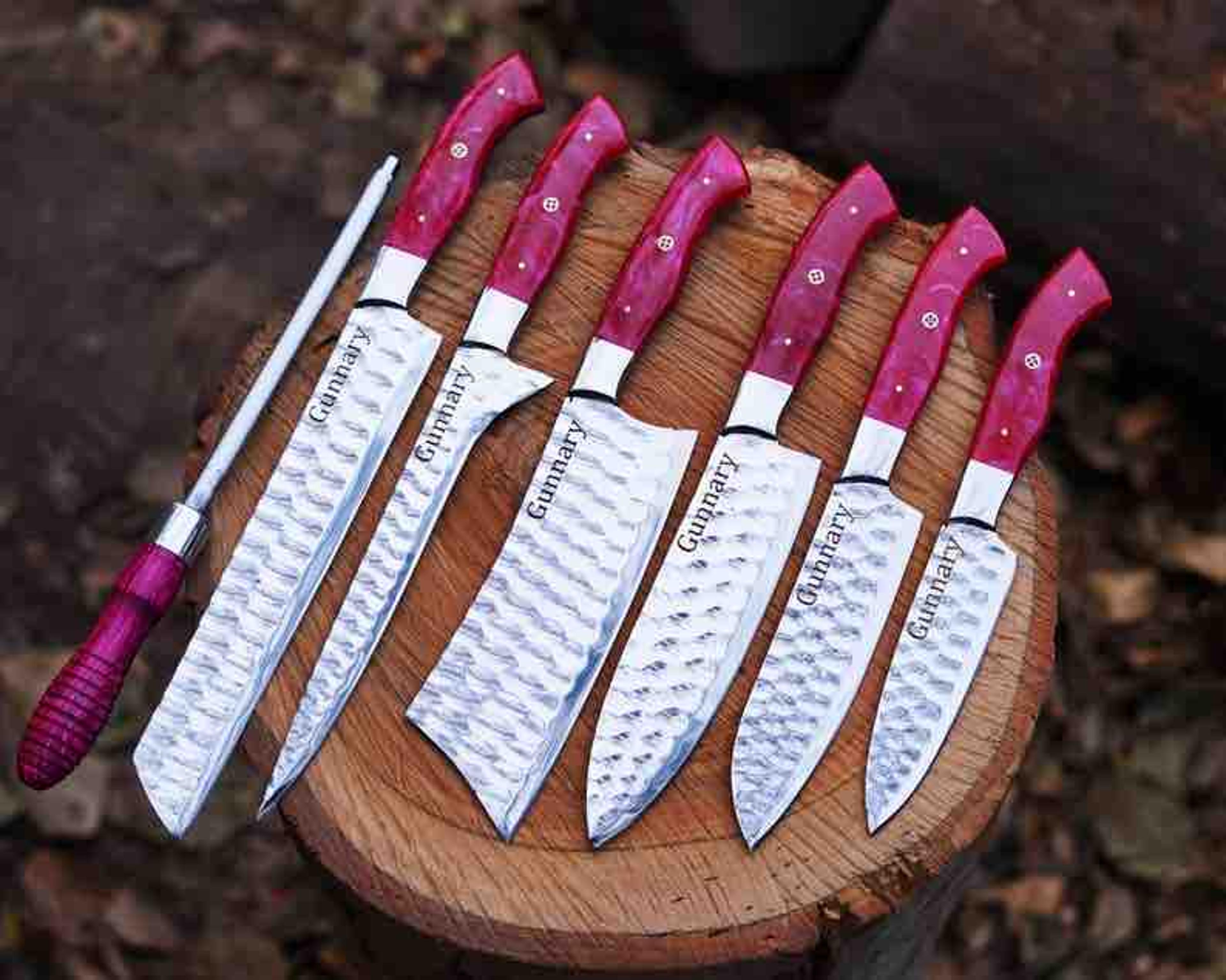 handmade kitchen chef knives set , damascus steel chef knife , santoku knife , culinary knife set , christmas gift