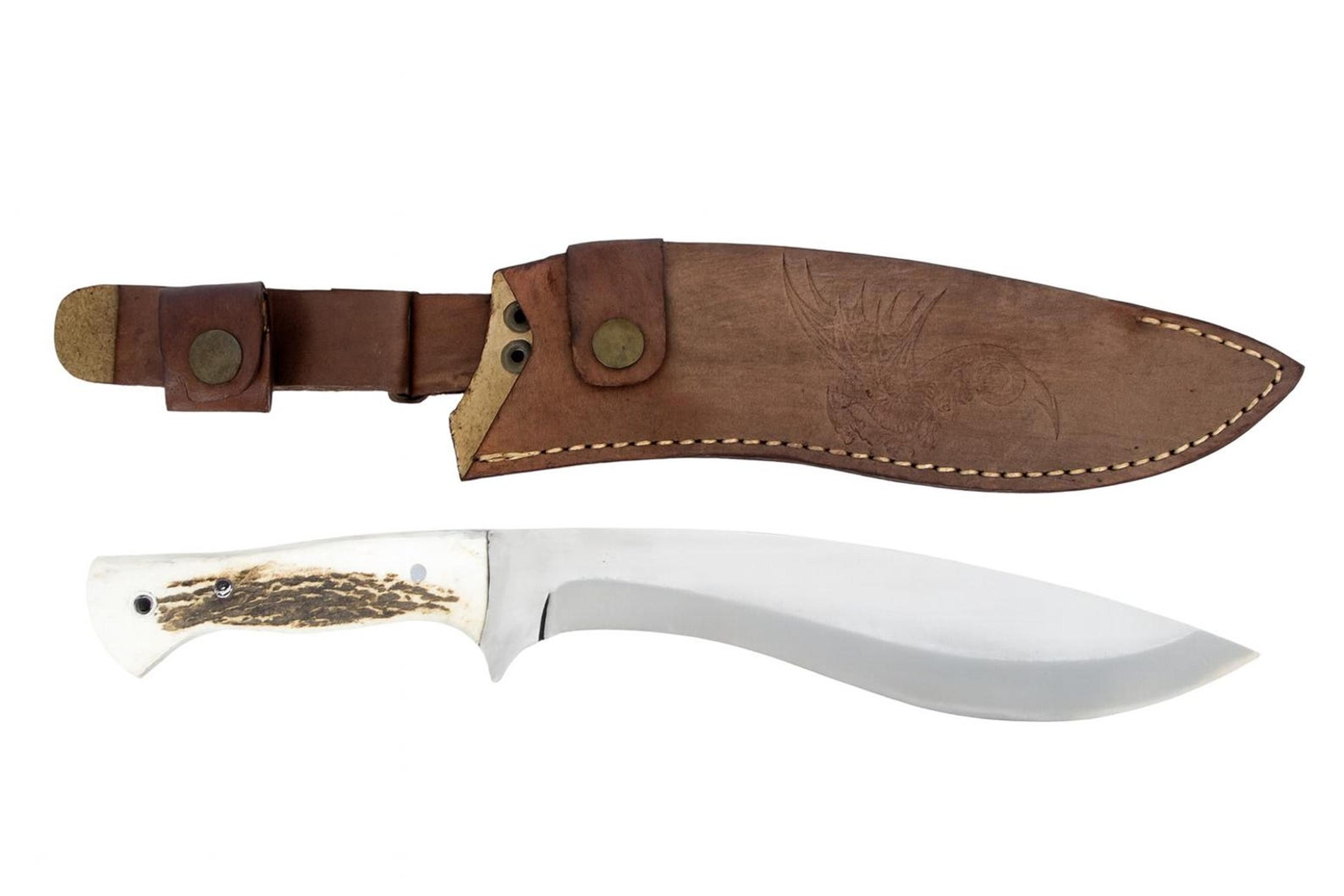 handcrafted deer antler khukuri knife - unique gift for men - hunting jungle knife - stainless steel blade