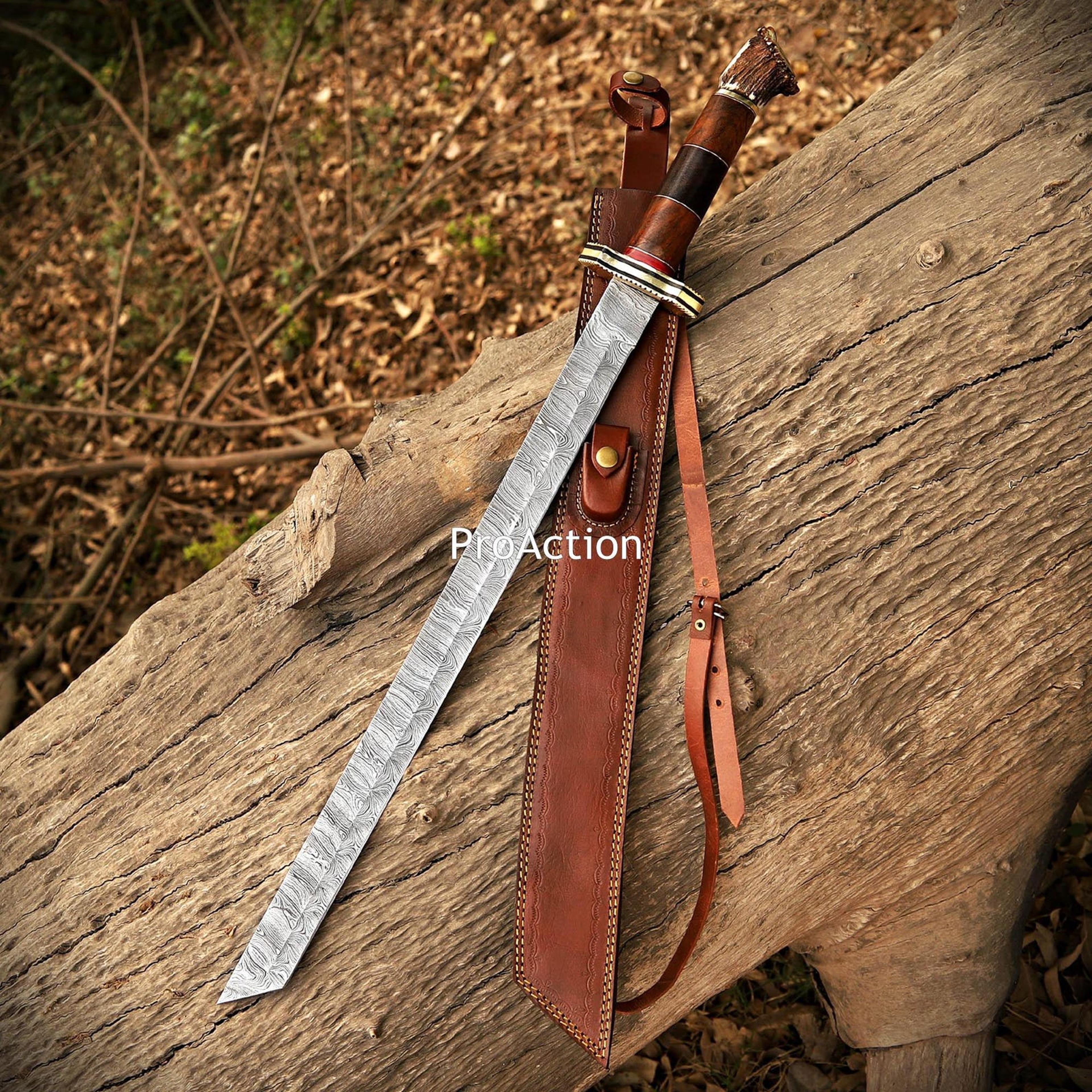 unique handmade damascus steel tanto viking short sword master sword for father's day gift, birthday gift