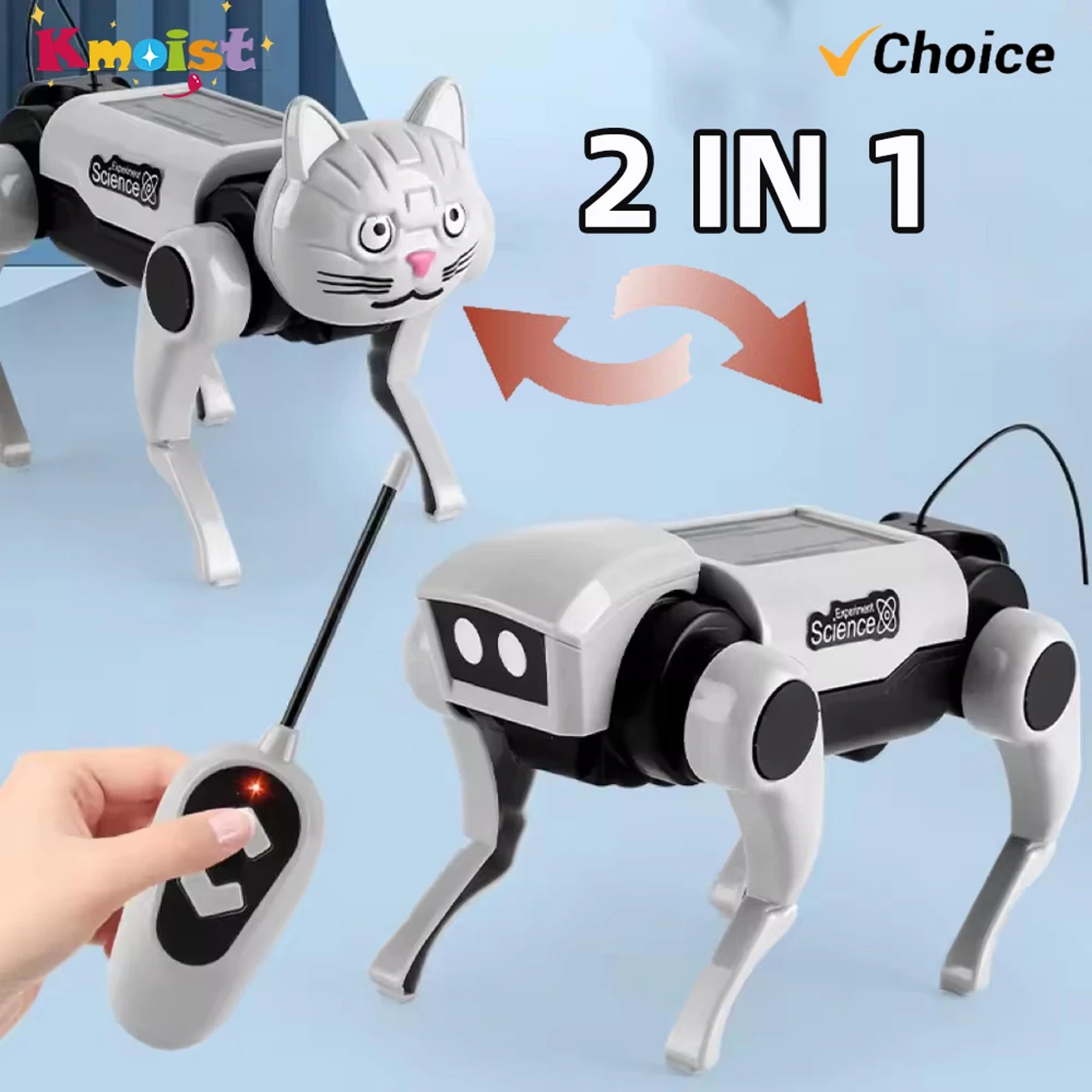 interactive rc robot dog, remote control electric toy with diy assembly, fun stem learning gift for boys & children