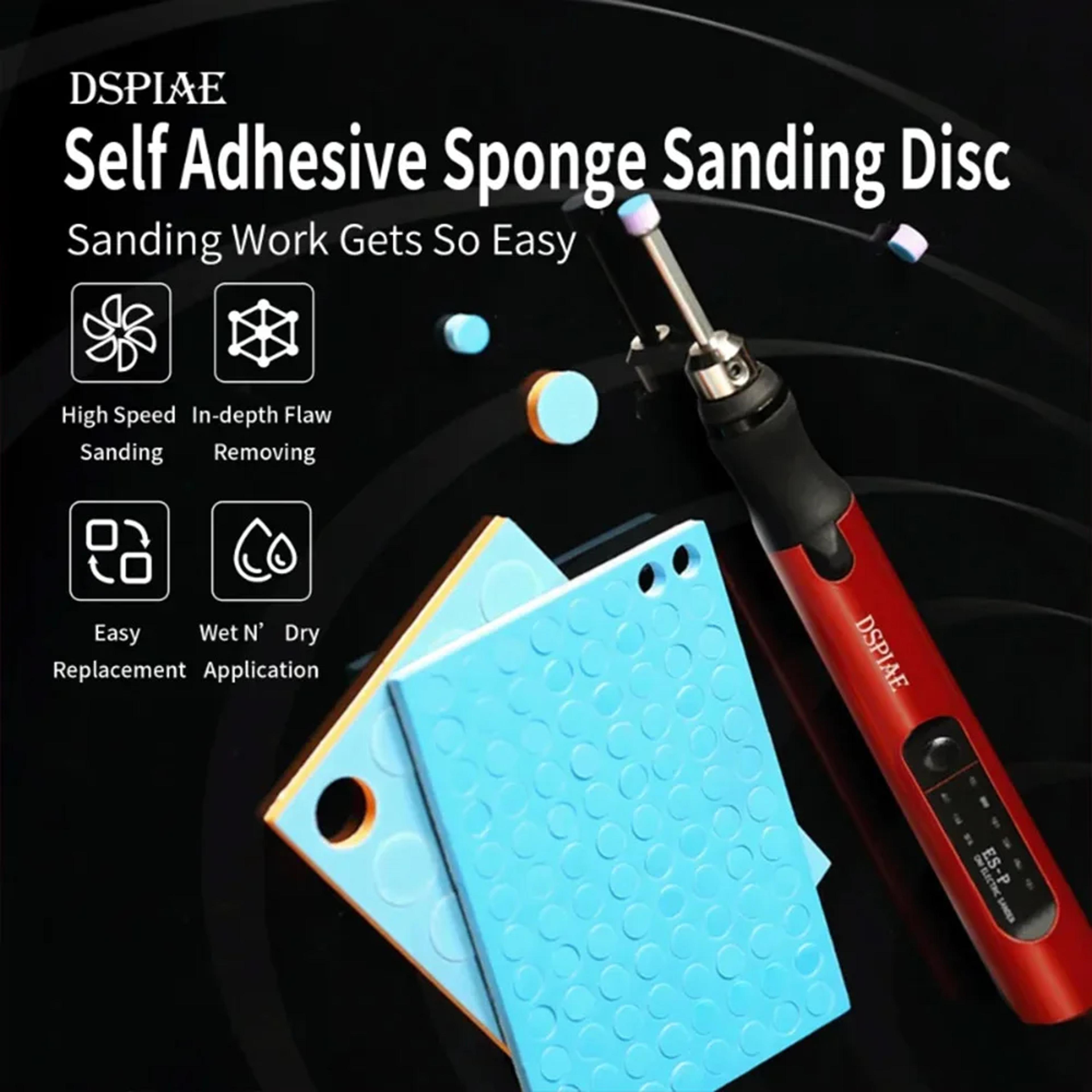 dspiae es-p sander pen with sponge sanding,round pre-cut abrasive sandpaper for portable electric sharpening pen
