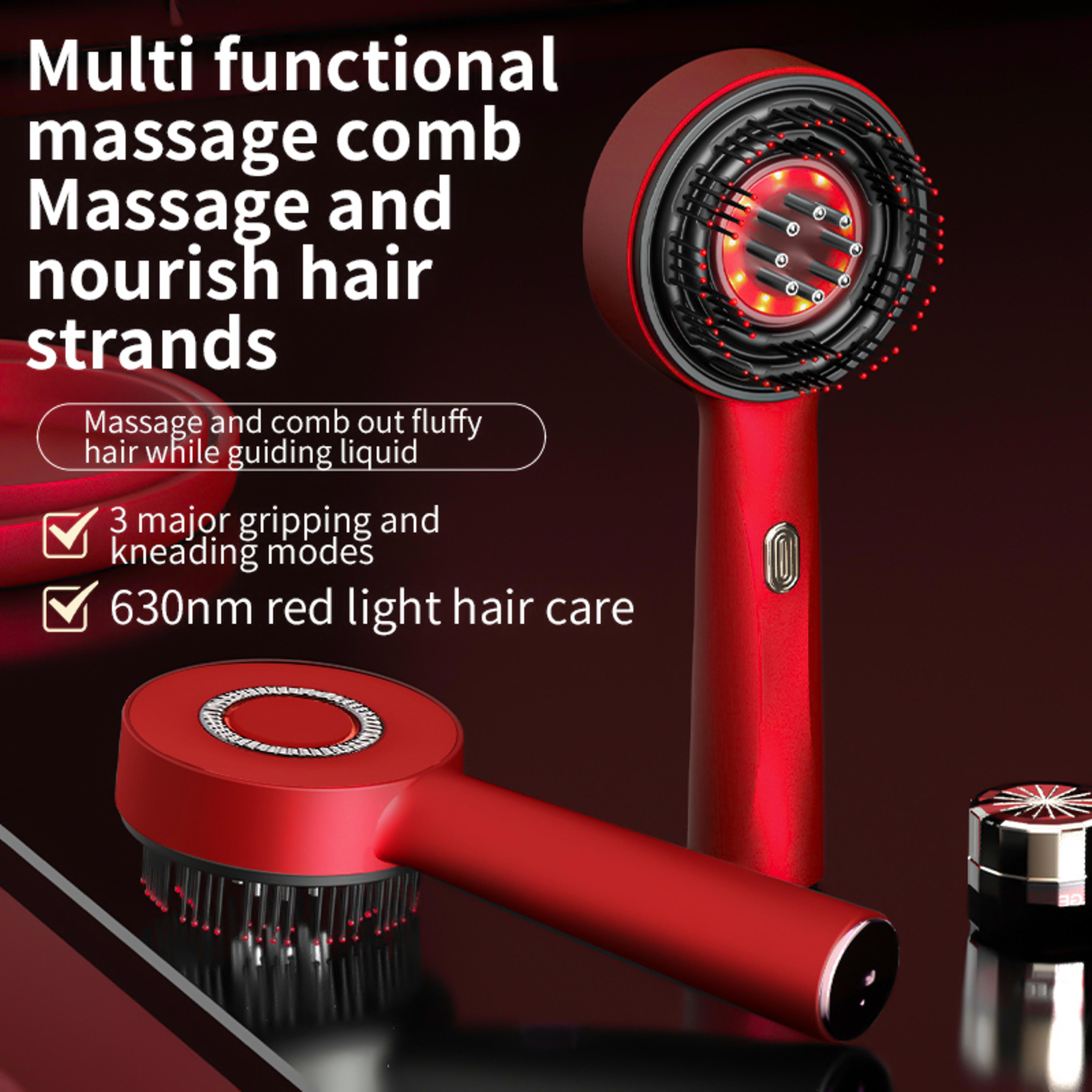 electric massage comb with 3 modes, red light therapy, portable laser comb for hair follicle stimulation, scalp essence