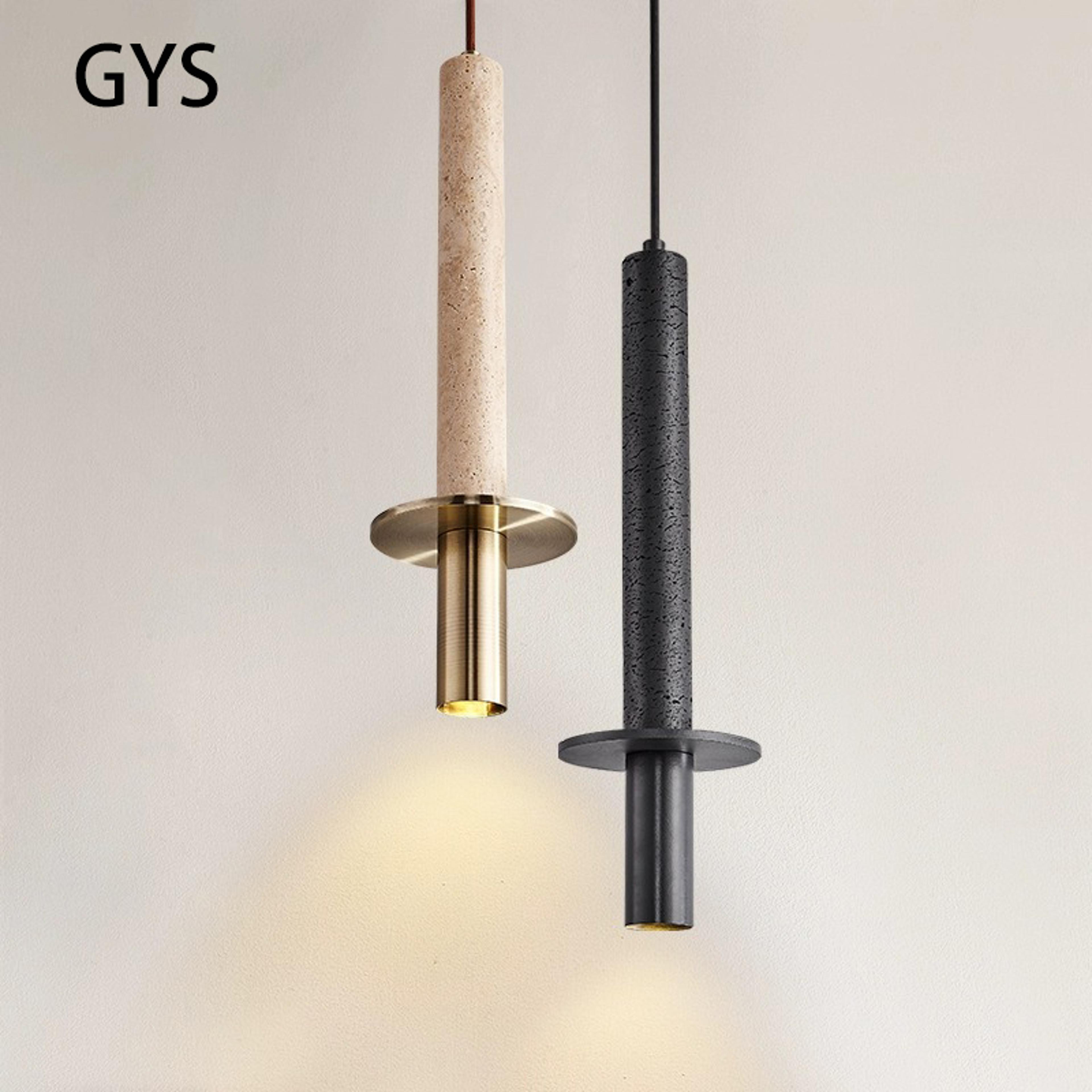 nordic modern led pendant lamp minimalist long line hanging ceiling light for bedroom, bedside, black stone, home decor