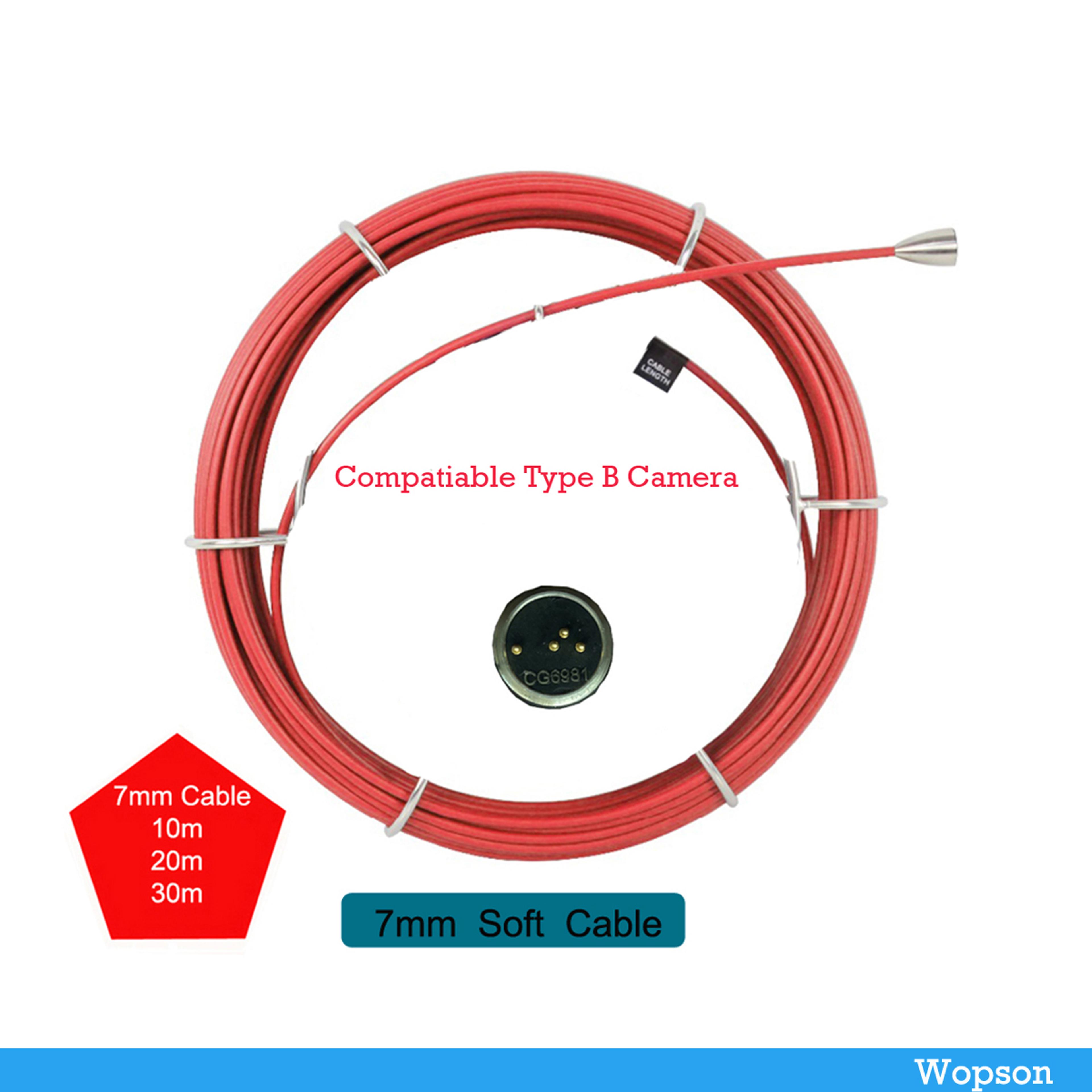 fiberglass cable soft or rigid with connector, compatible with wopson pipe inspection snake camera for plumbing & drain