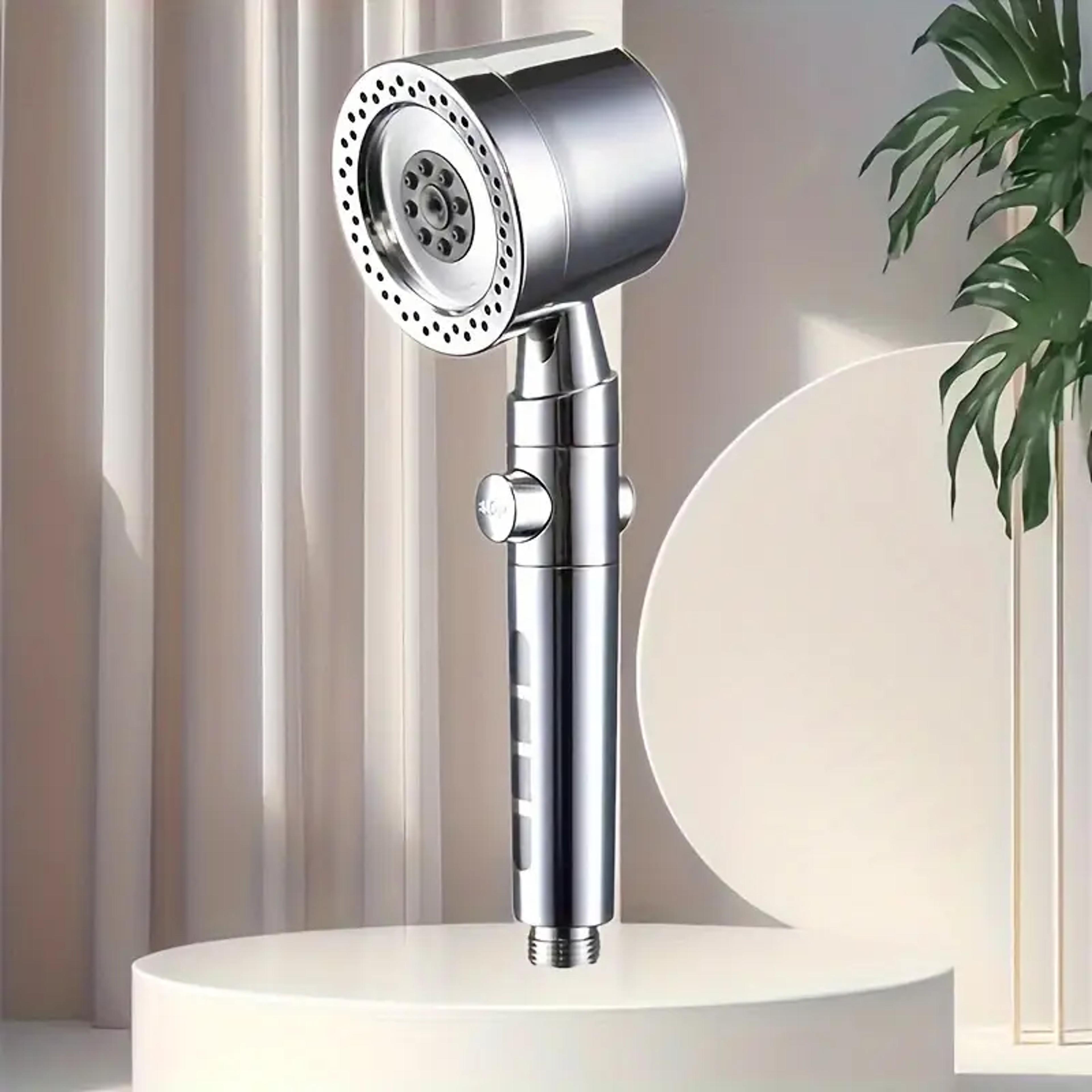 high pressure water saving filter shower head with spray modes, handheld design, one button stop, bathroom accessories
