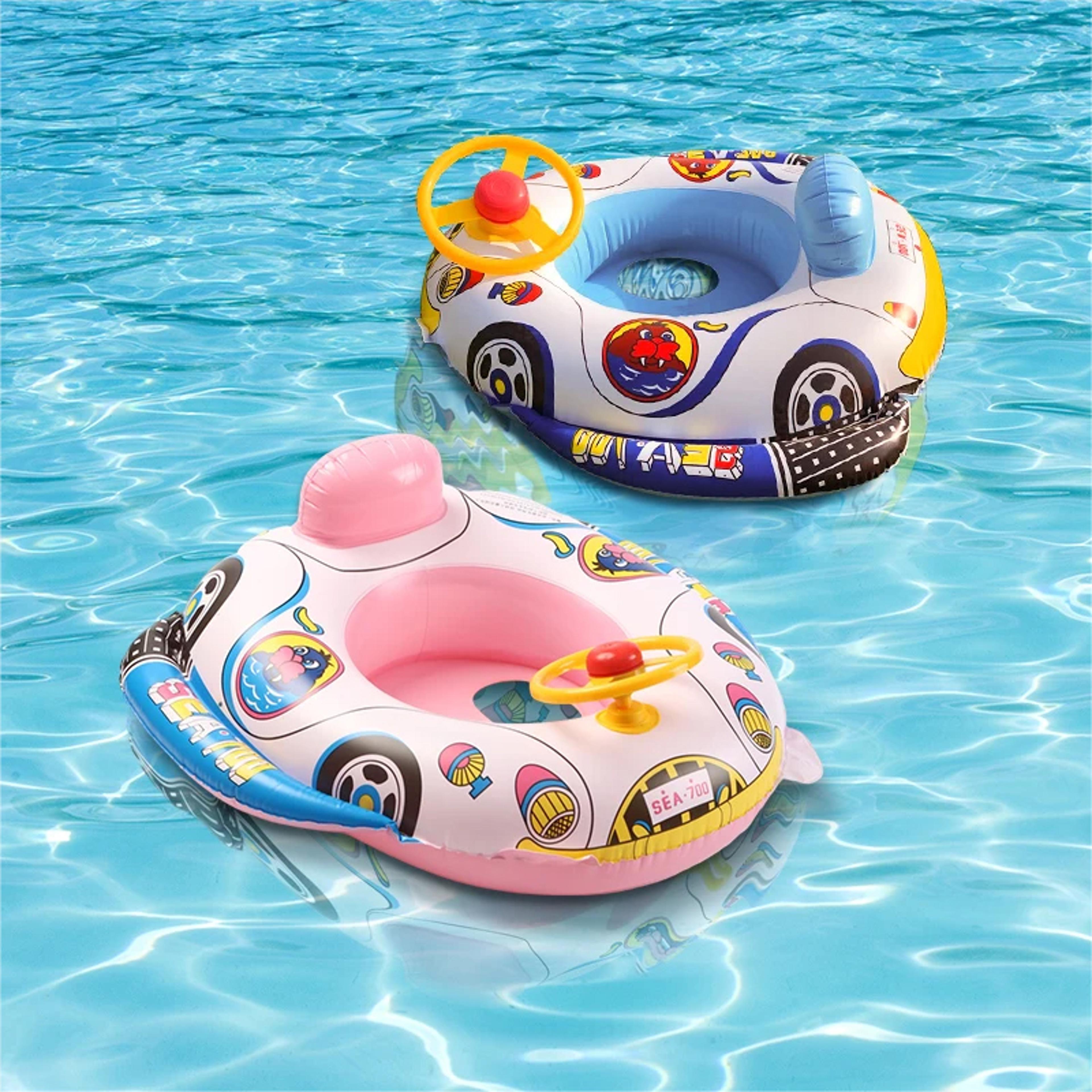 toddler swim circle baby swimming seat ring inflatable toys with floating sun shade, pool, bathtub & summer beach party