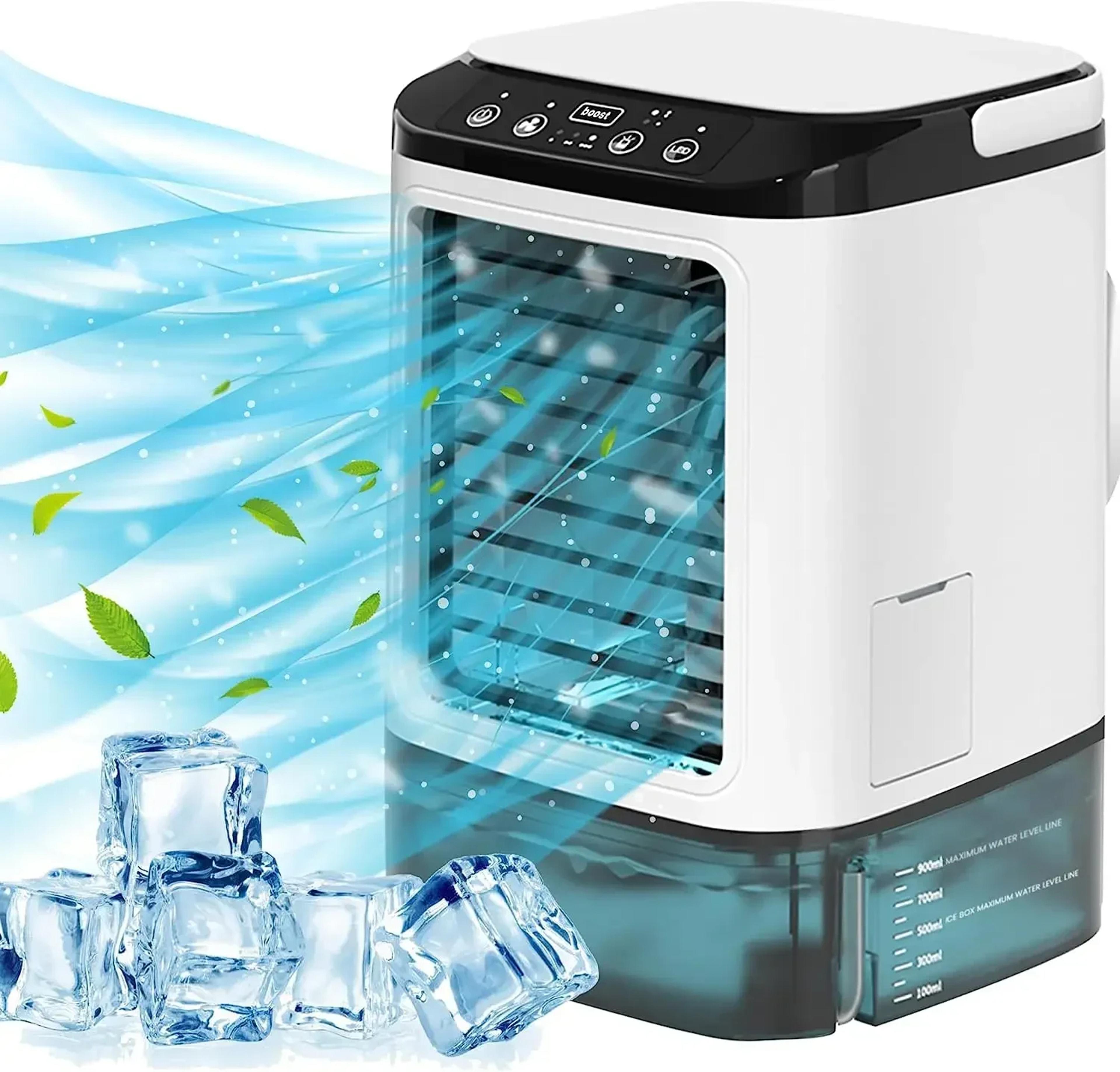 desktop air conditioner portable fan with dual spray, ultrasonic atomization speed mute air cooler & night light
