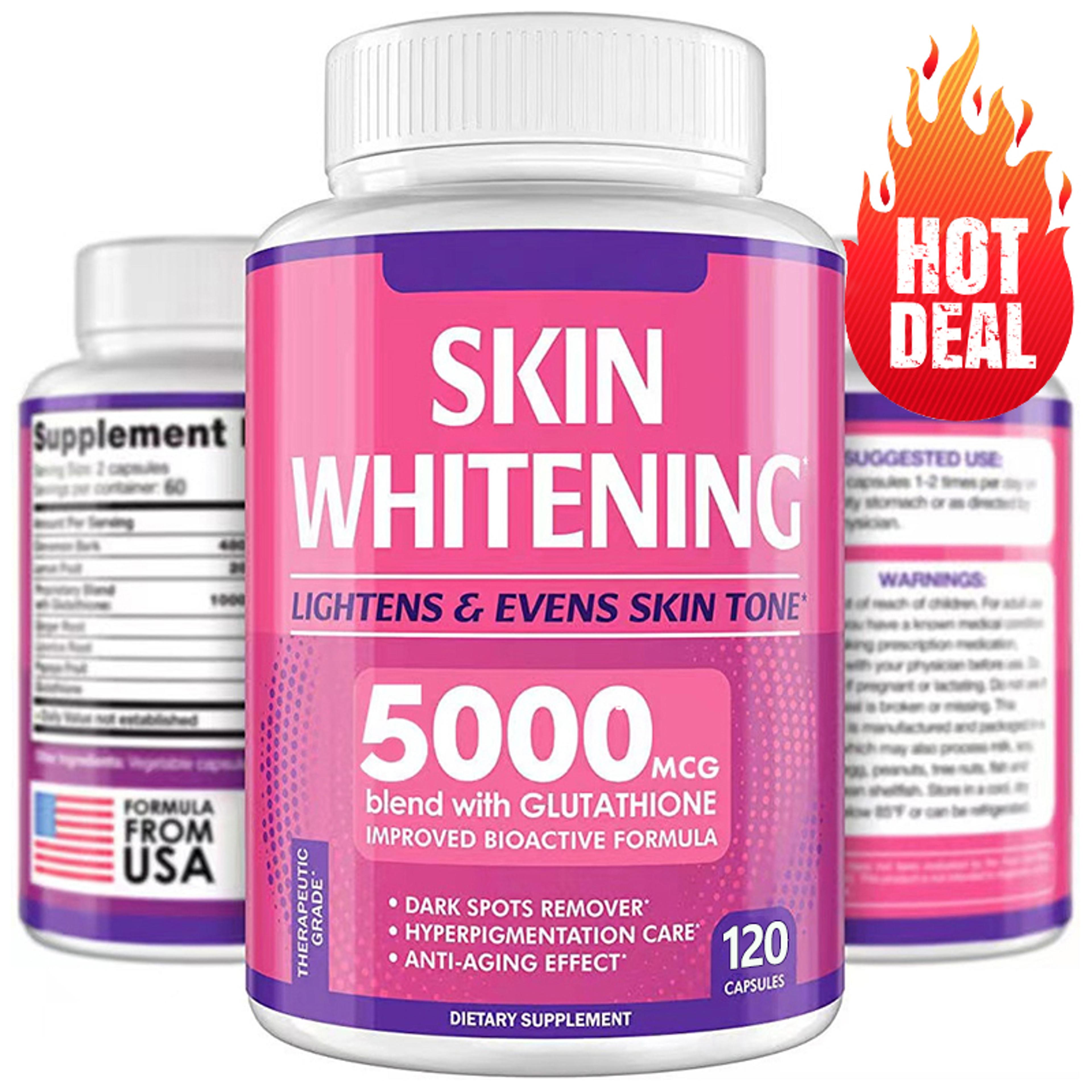 advanced multi-collagen, glutathione supplement for anti-aging, skin radiance, immunity support, 120 capsules