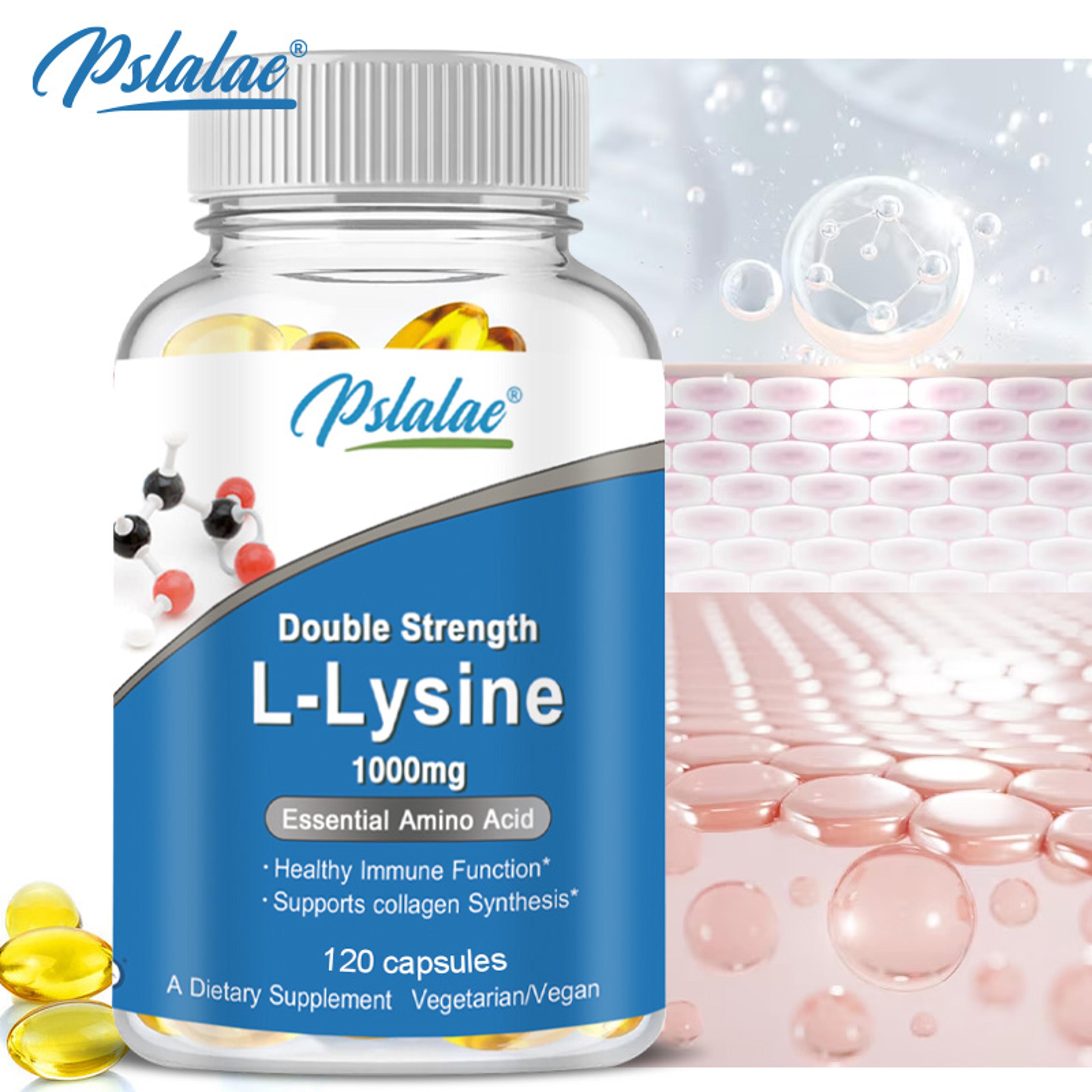 l-lysine 120 capsules, 1000mg premium supplement for immune support, collagen synthesis, skin health, boosts metabolism