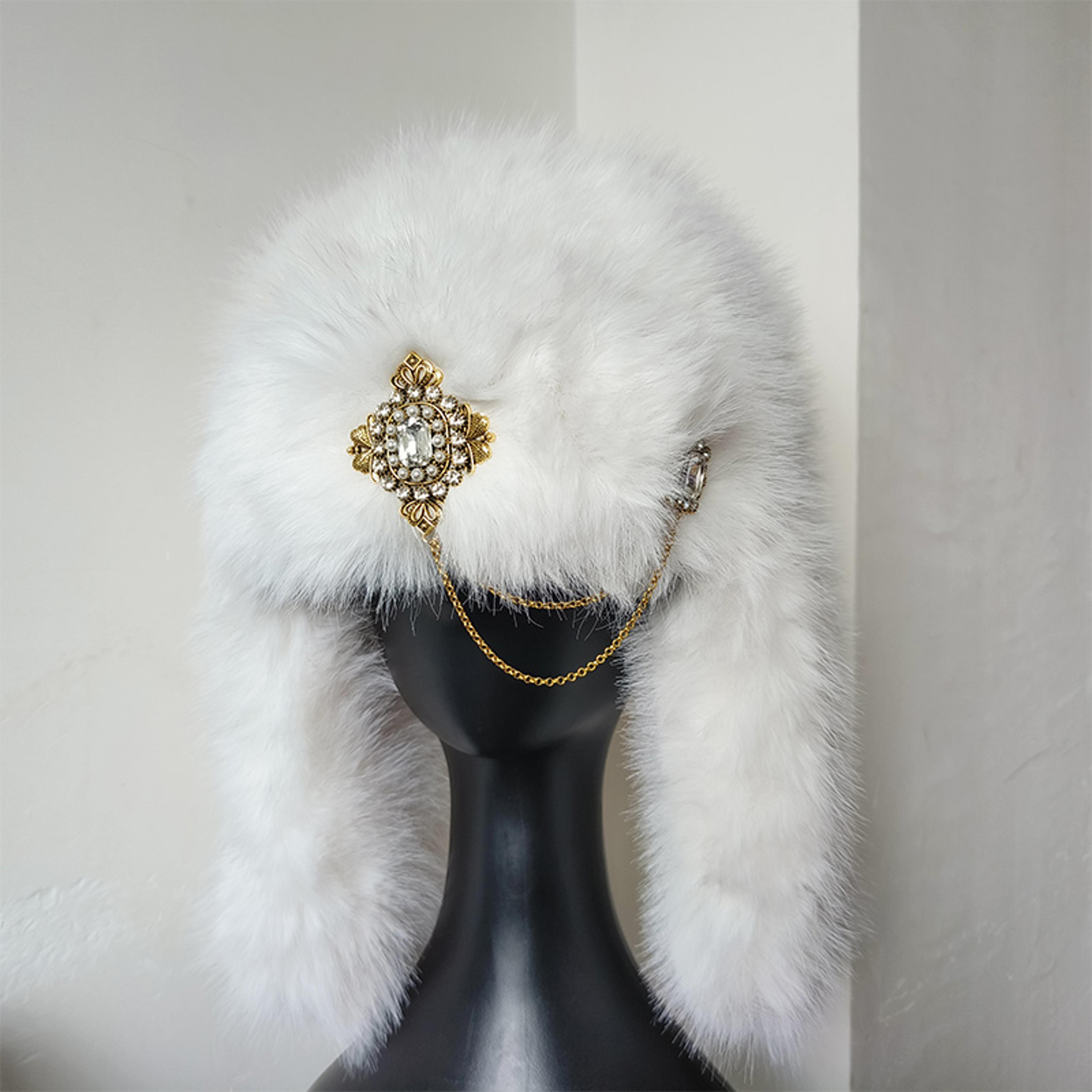 womens designer luxury bomber hat, ski cap faux fur pilot hat, diamond thickened winter hat with versatile warm ear