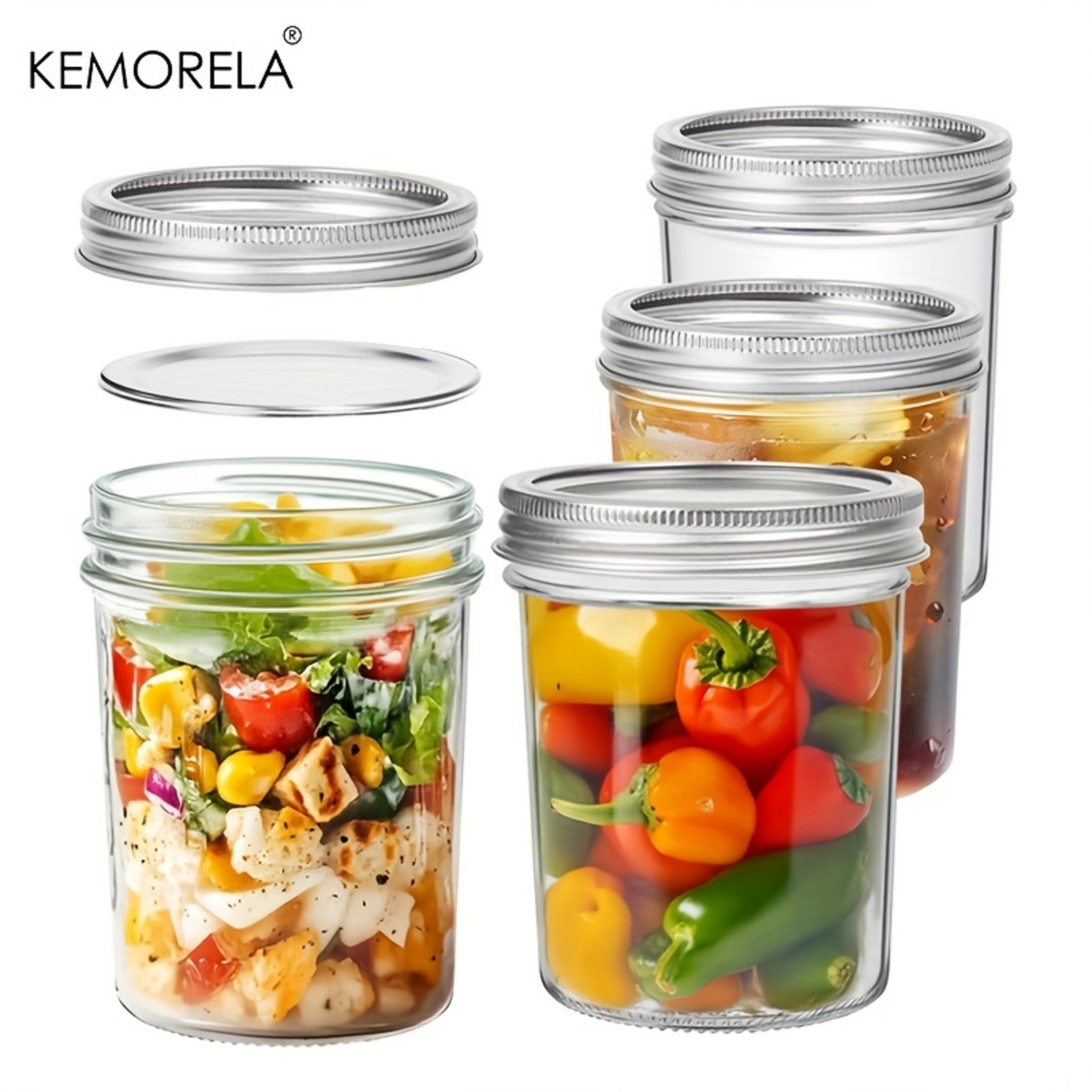 mason jars set with lids & seal bands, durable glass canning jars for jam, jelly, honey, coffee, salad & kitchen storage