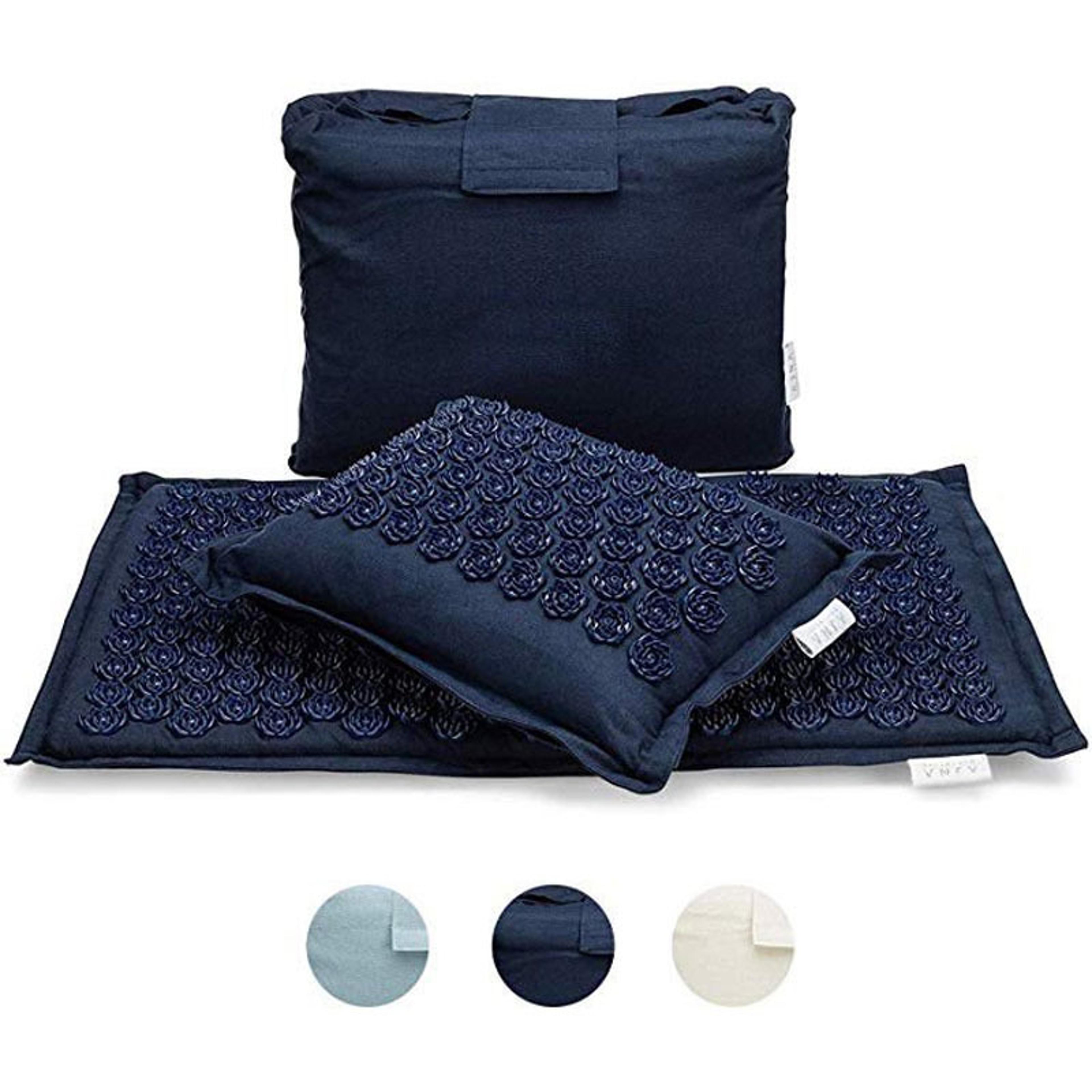 lotus spike acupressure mat cushion, nature linen coconut palm massage yoga mat sport pillow with carry bag for stress