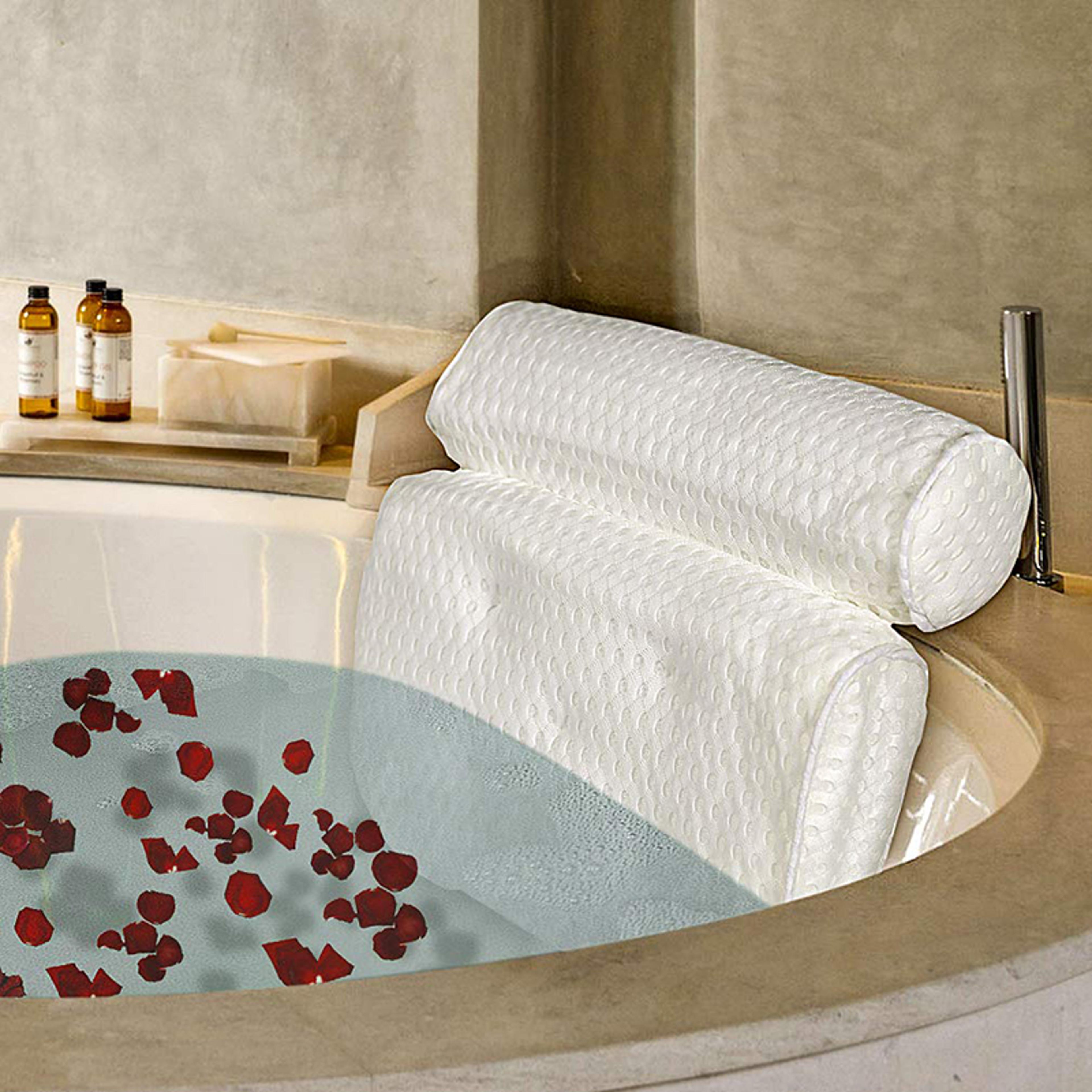 luxury bath pillow for tub neck and back support, air mesh spa bathtub pillow with suction cups for ultimate comfort